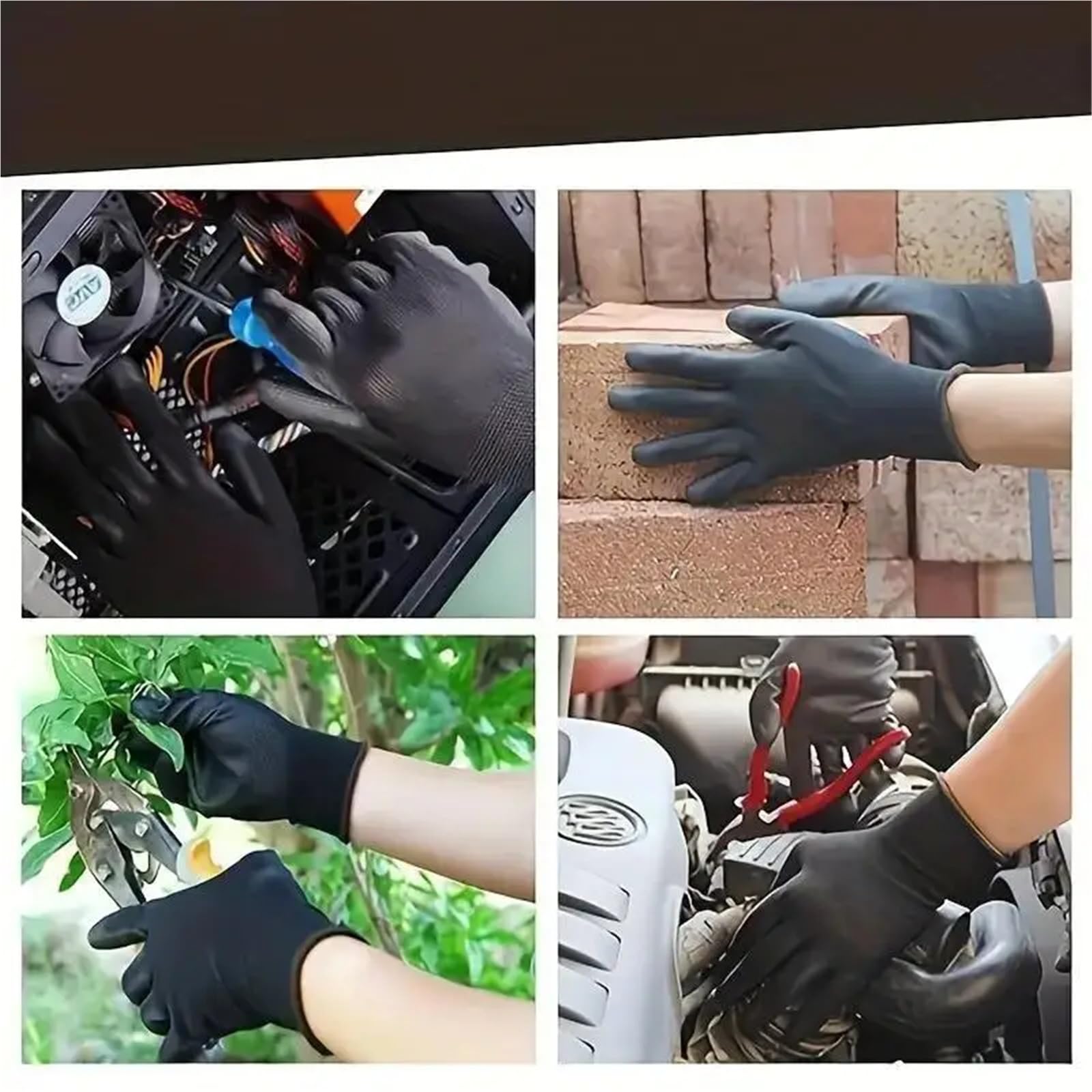 Compatible con 12 pares de guantes de trabajo de seguridad con revestimiento de palma negros y grises for trabajos de reparación y carpintería(Gray 12 pairs,M)