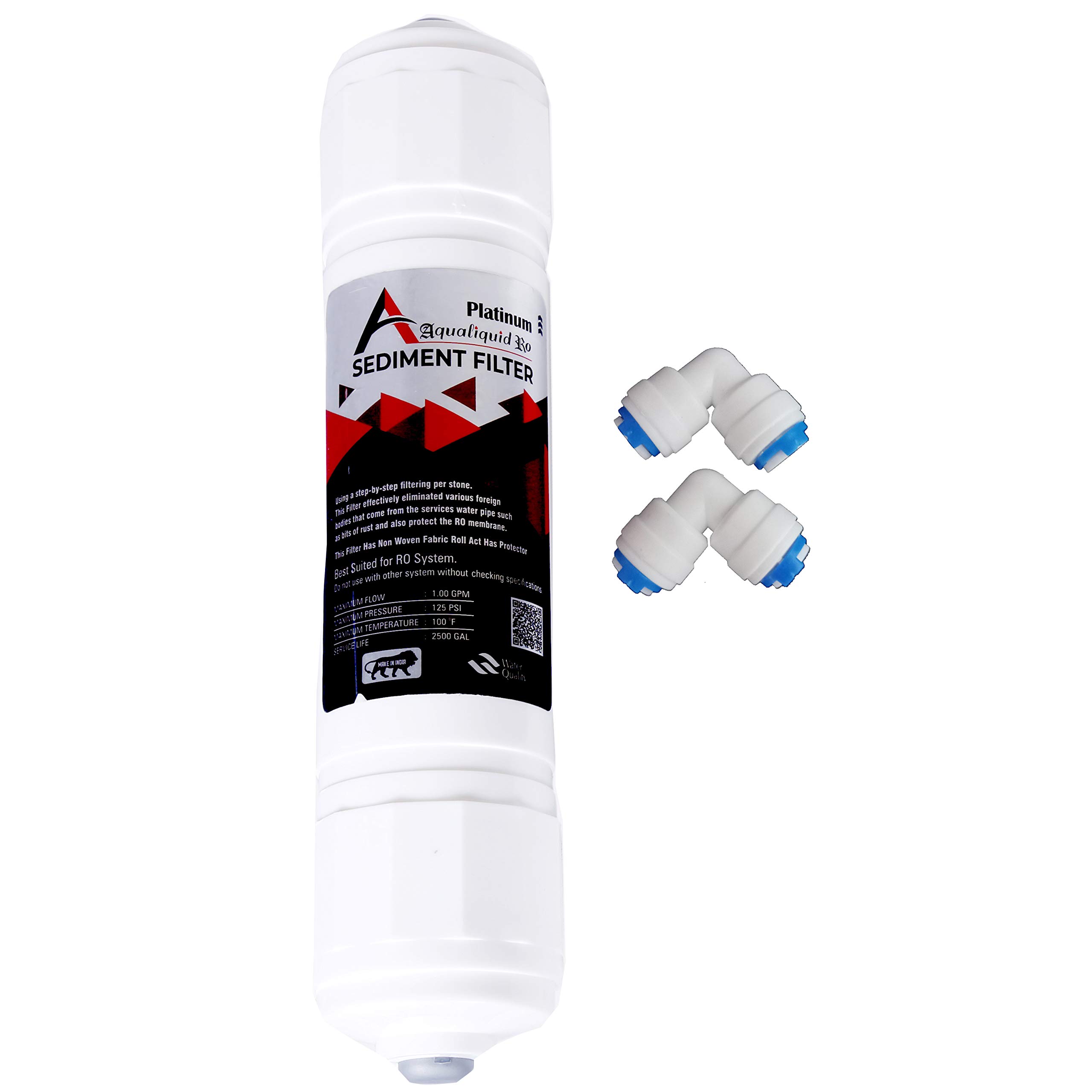 Platinum Inline Sediment Filter + 2pcs Connector, Suitable for All Major Brand & Non Brandad RO Water Purifier-image-26