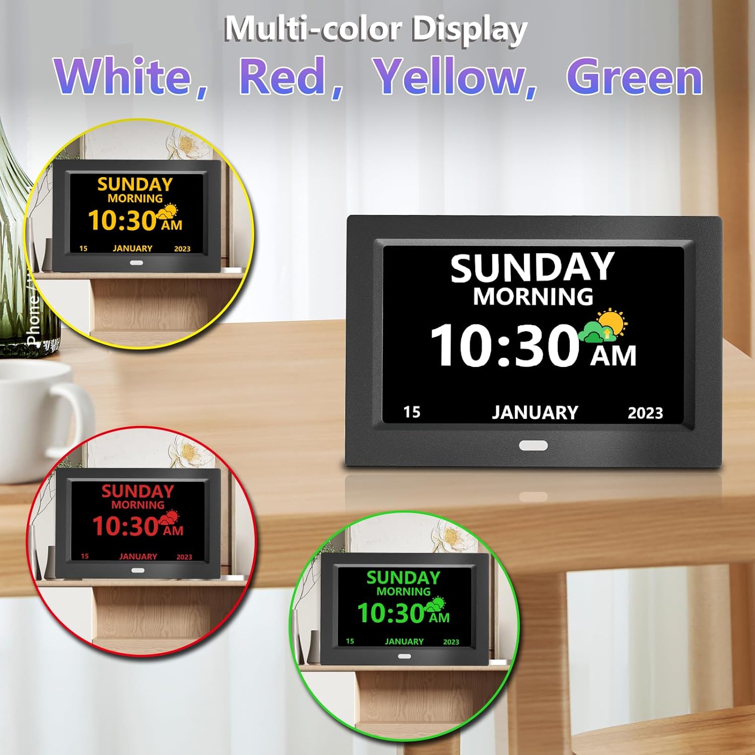 10 Inch Clock with Day and Date for Elderly Large Display Digital Clocks 12 Alarm 3 Display Modes Large Font Alzheimer's Clock Alarm Clocks for Seniors Auto DST 10in Black