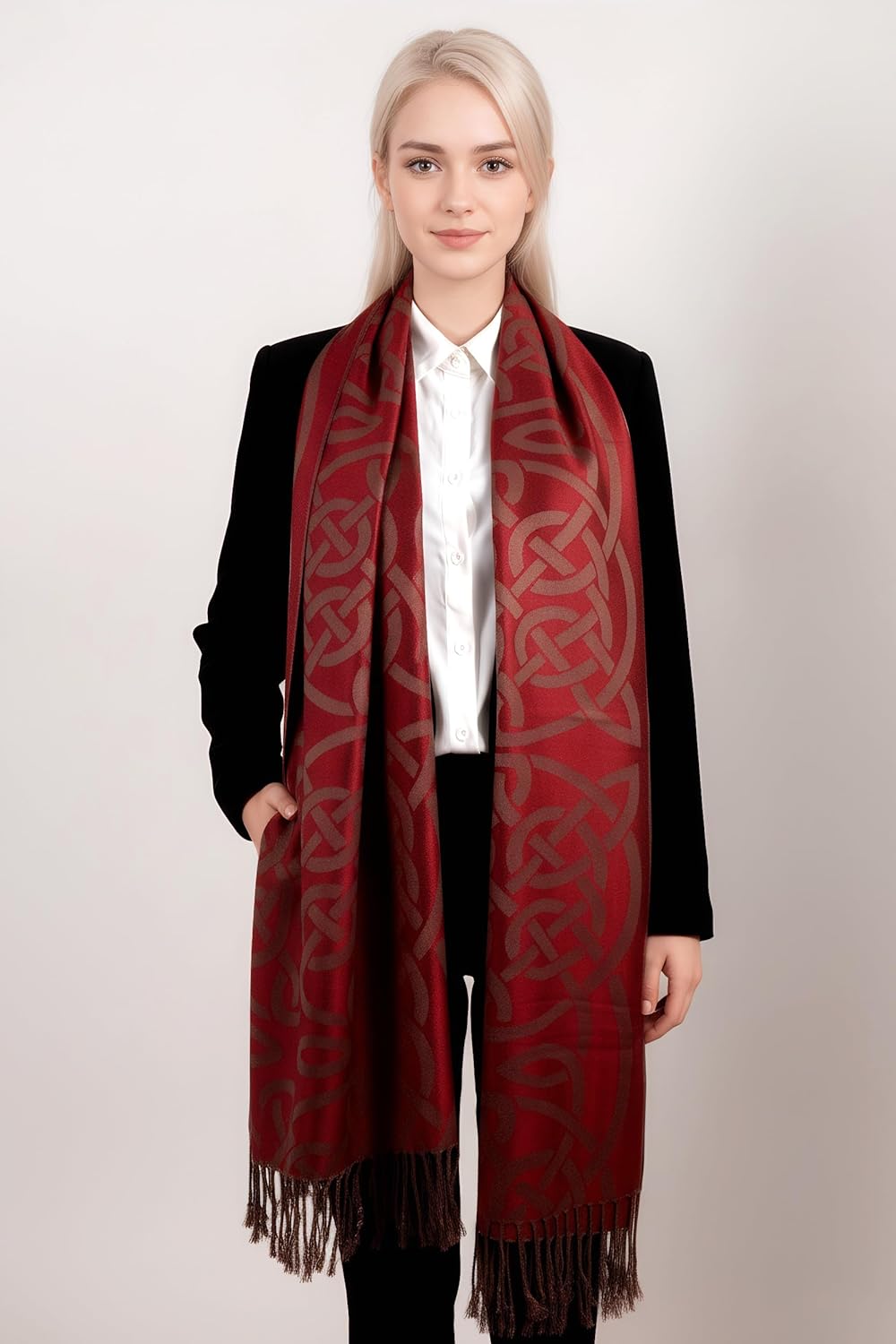 Achillea Soft Silky Celtic Knot Pashmina Scarf for Women, Irish/Scottish Inspired Shawl Wrap for Wedding, Travel & Office - Image 7