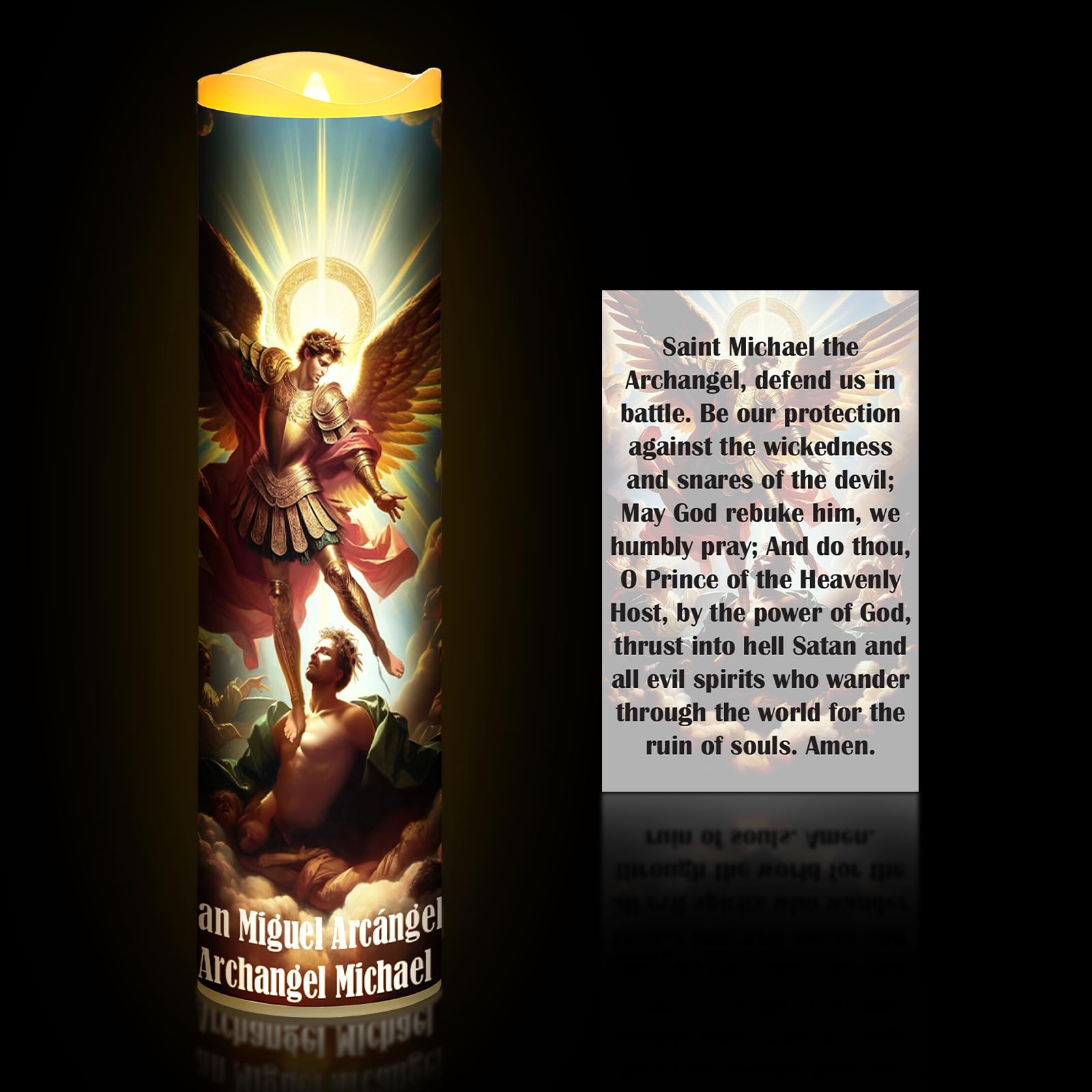 Amazon.com: Glooglitter 2 Pcs LED Catholic Prayer Candle and Card Set 1 ...