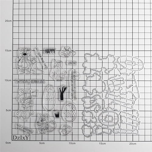 Miniatura 3 de DzIxY Bear Hedgehog Seal Fox Sellos transparentes y troqueles de corte de metal para hacer tarjetas, kit de papel para álbumes de recortes,