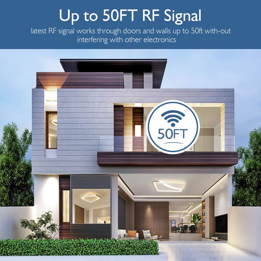 Illustration of RF signal passing through walls and floors up to 50 feet within a house.