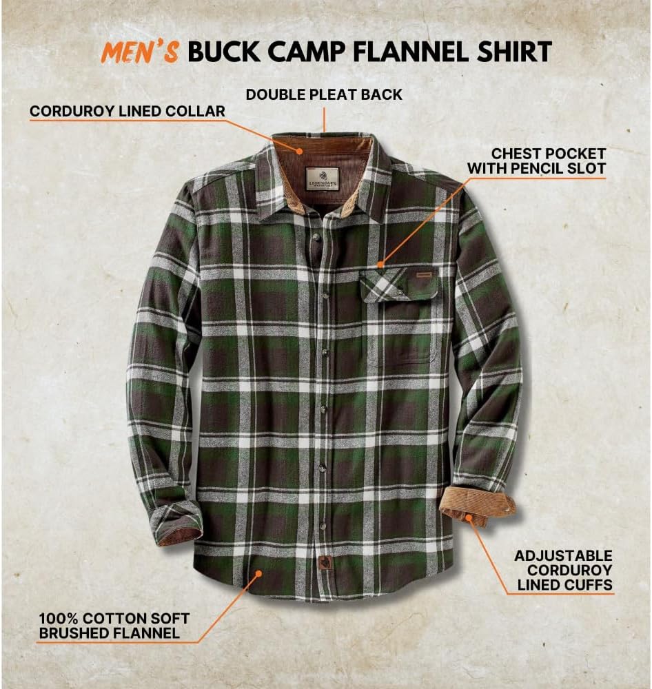 Legendary Whitetails Mens Long Sleeve Button Down 100% Cotton Flannel Shirt - Image 2