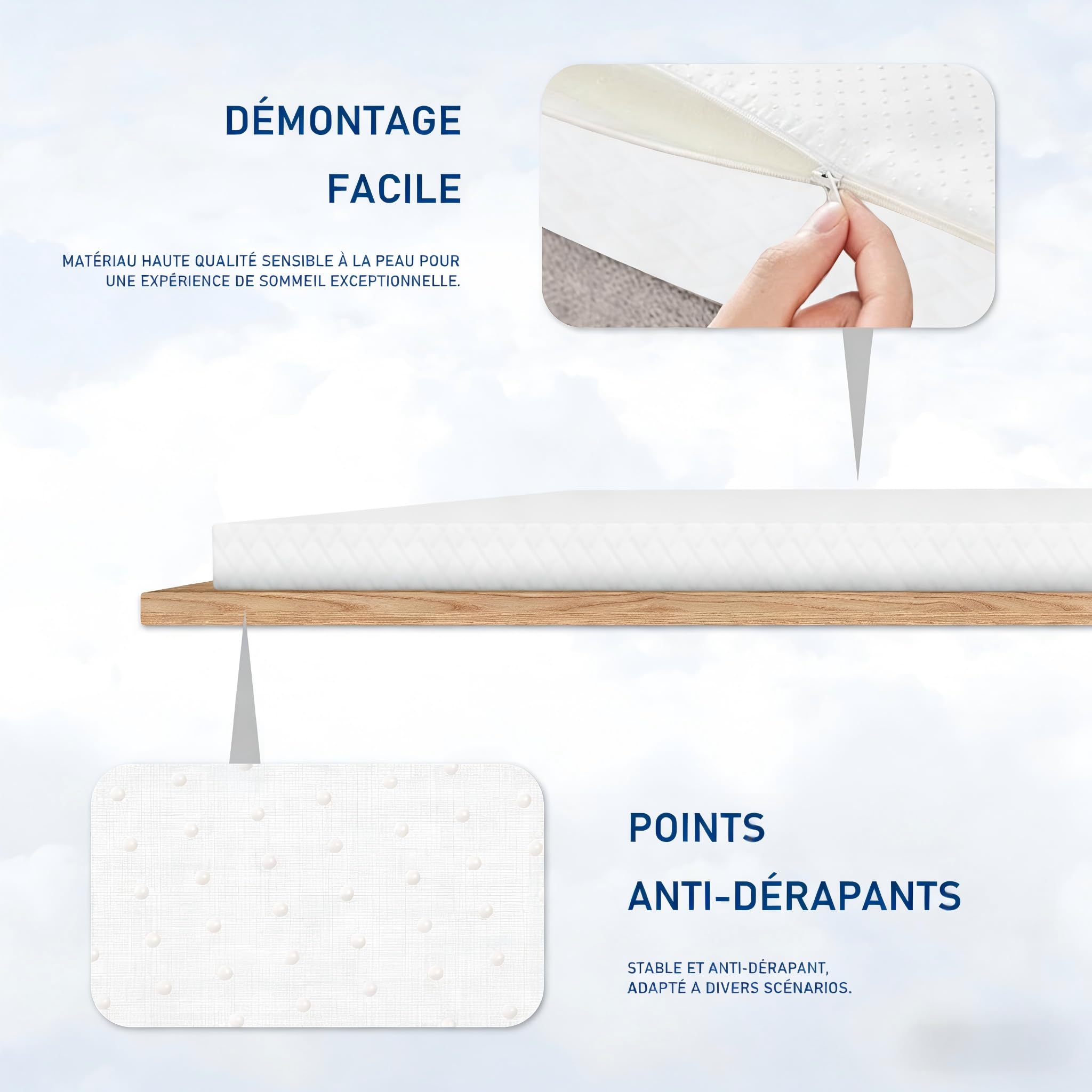 ROYGBIV Surmatelas 140x200cm, 7cm Mousse à Mémoire de Forme avec Gel | Dureté H2/H3, Certifié Oeko-TEX, Housse Lavable, Respirant, Anti-acariens, Hypoallergénique