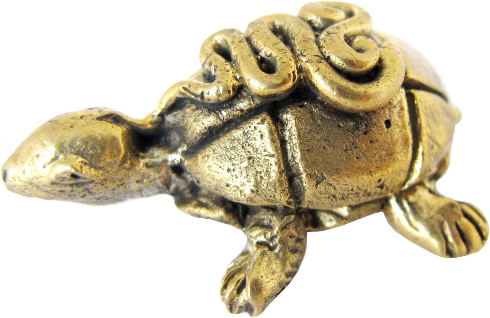 Brass Buddha Turtle Amulet - Mini Thai Magic Amulets for Feng Shui Lucky Business Prosperity Wealth Powerful Luck Money Pocket Charm - Miniature Tortoise Figurine from Thailand - 1.25"