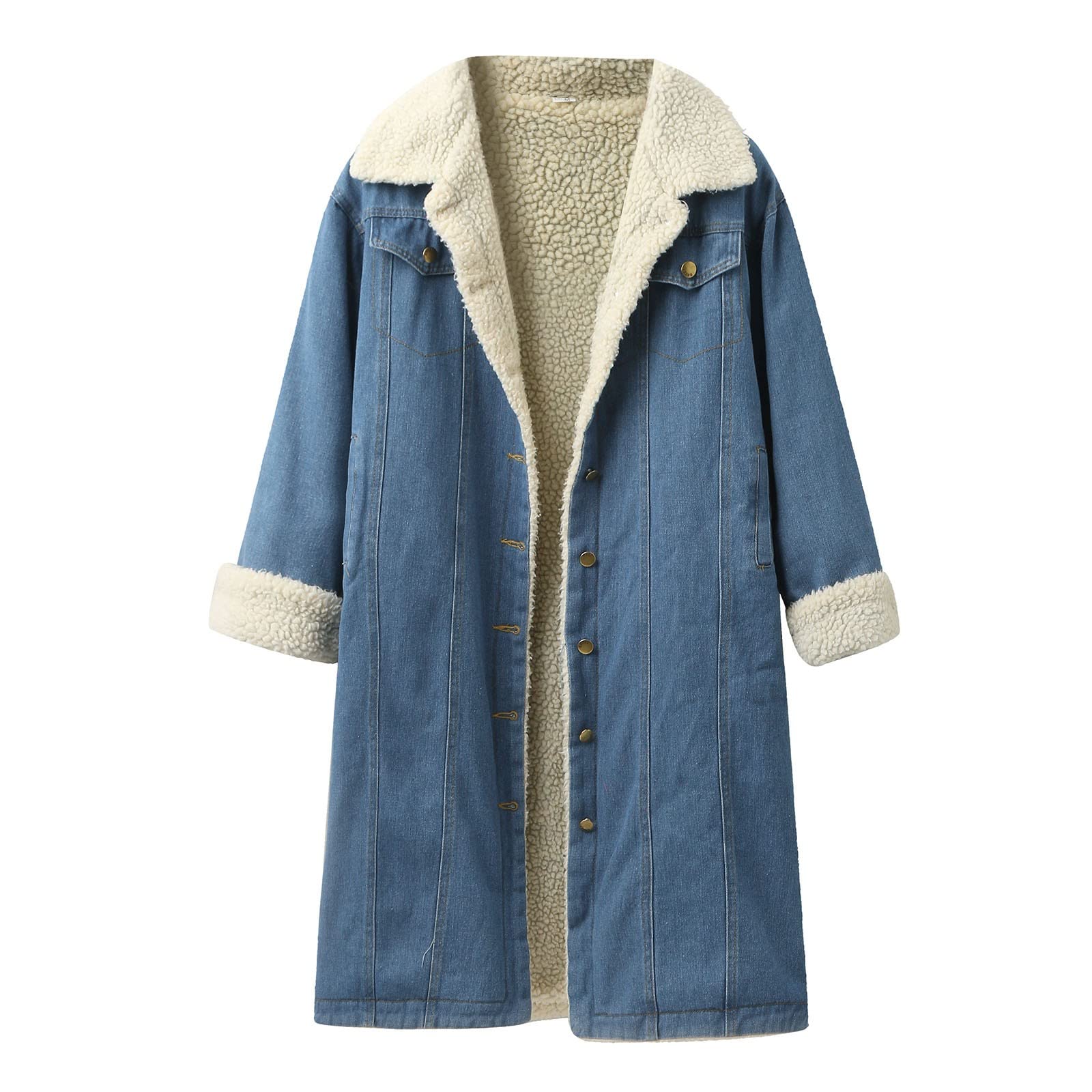 Chaqueta vaquera para mujer, chaqueta de invierno, forro polar, cuello de peluche, chaqueta de entretiempo, chaqueta cálida de mezclilla, manga larga, estilo occidental, chaqueta vaquera con