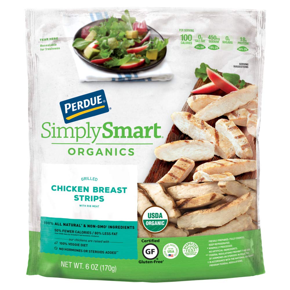 Perdue Harvestland Organic Grilled Chicken Gluten Free Fully Cooked Breast Strips, 6 oz