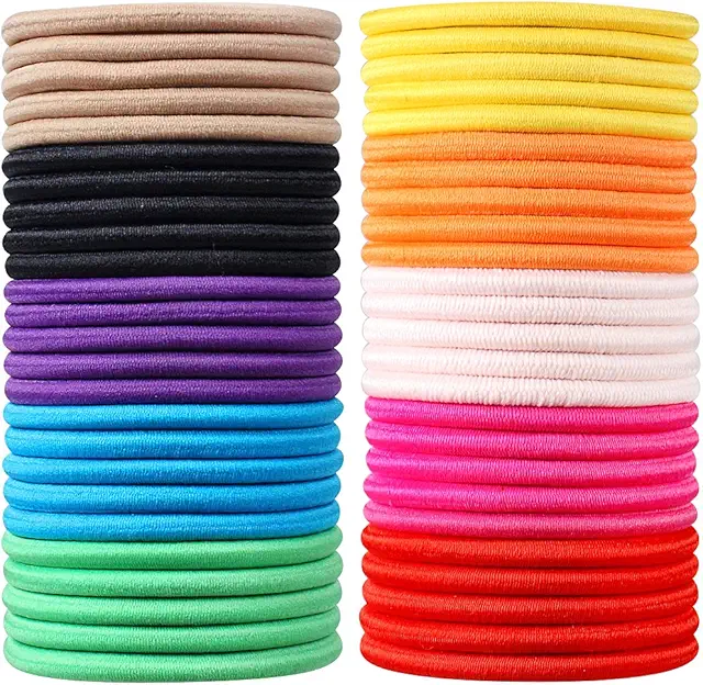 Bandes élastiques pour cheveux multicolores - 50 pièces de cravates élastiques pour femme et filles