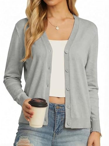GRECERELLE Womens Lightweight Long Sleeve Cardigan Open Front Sweater
