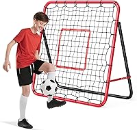 Vista 1 de Red de rebote de fútbol, ajustable de 3.7 x 3.7 pies con marco de acero, resistente a la intemperie, entrenador de rebote de fútbol para patio