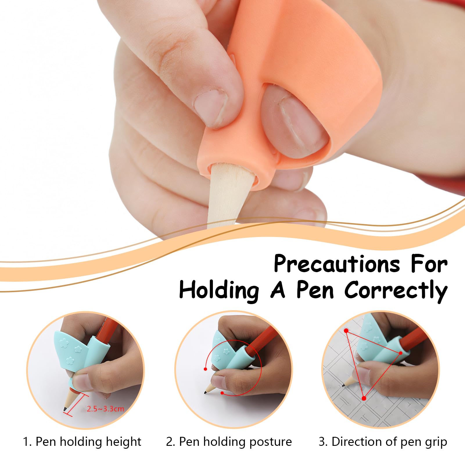 CATOR 8 Impugnature Ergonomiche In Silicone Per Penna E Matita - Aiuto Per La Corretta Prensione Per Bambini E Adulti, 4 Colori