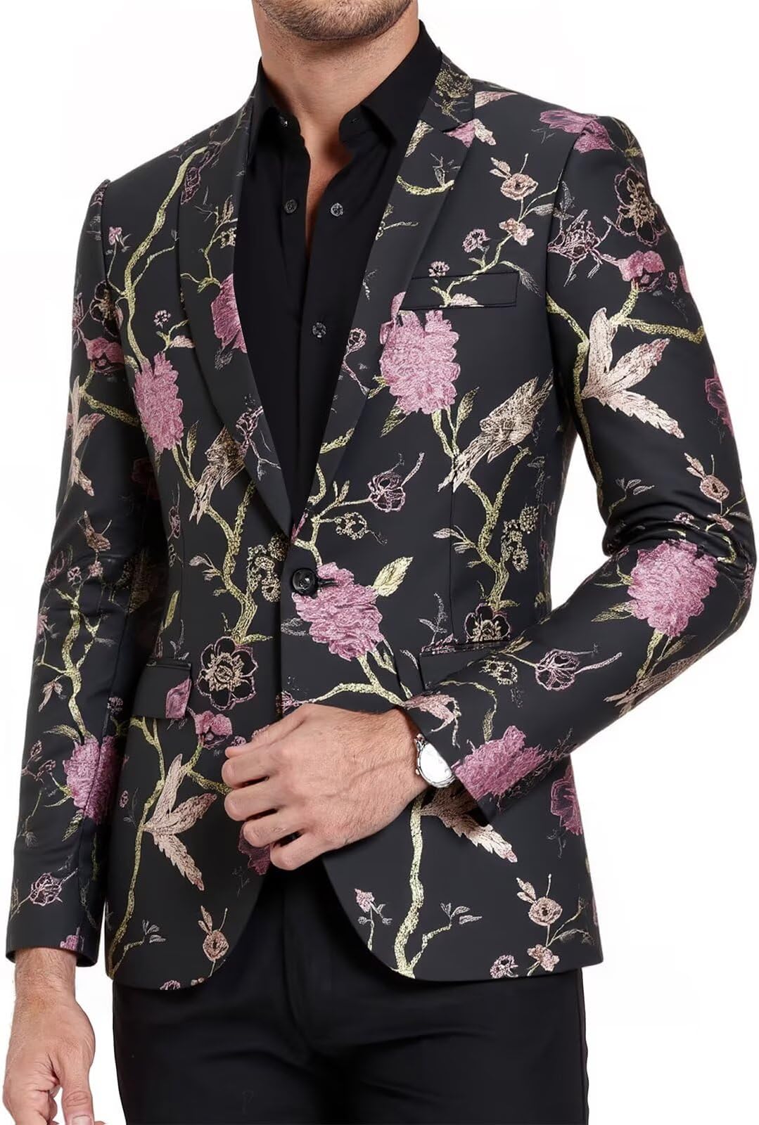Men Sequin Shiny Blazer Slim Fit Tuxedos Suit Jacket Formal Print Prom Blazer Casual Men Sport Coat