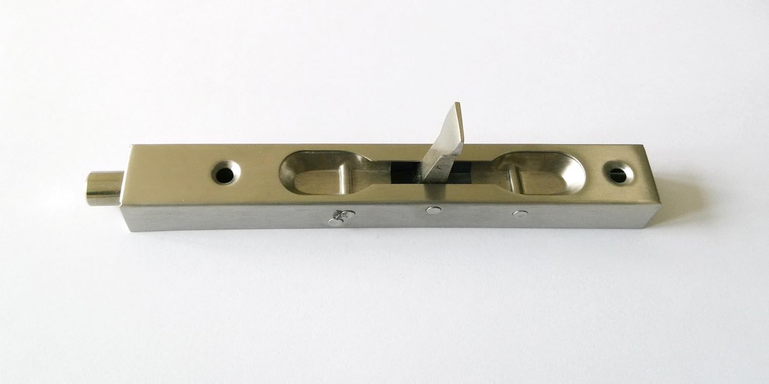 TOGU 2 Pack Stainless Steel Lever Action Flush Bolt in 6" 8" 10" 12" 18" 24",Concealed Security Slide Bolt Lock for Composite Doors,French Doors,Wood Doors,Double Doors,Satin Nickel-8"