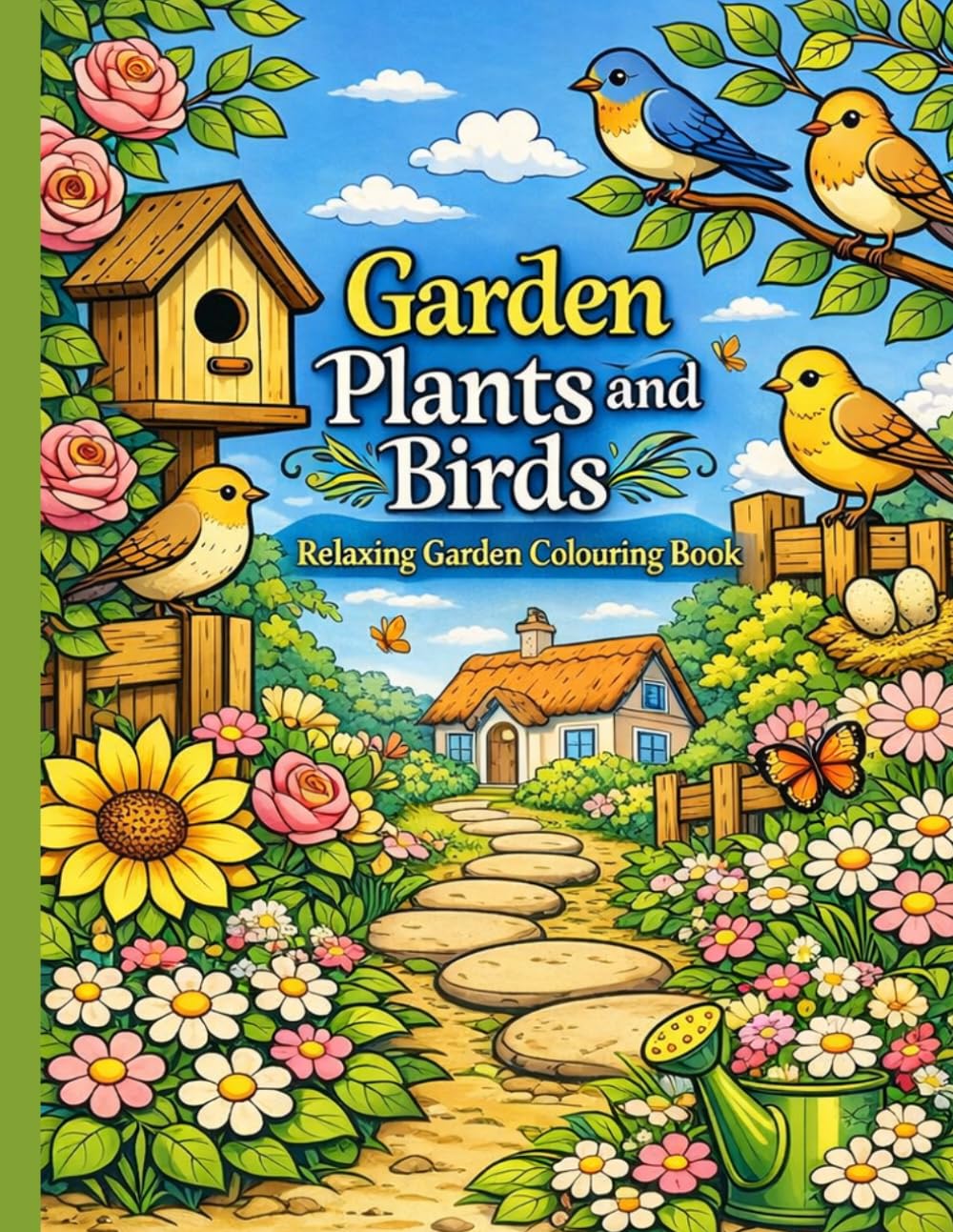 Garden Plants and Birds: A Relaxing Colouring Book