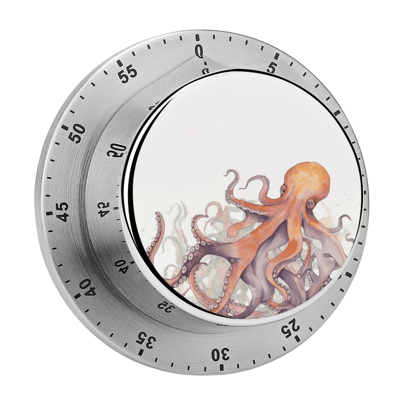 Octopus Tentacles Timers Adsorbable Stainless Steel Kitchen Timer Loud 60 Minute Visual Timer Portable Manual Countdown Timers Alarm Clock Time Management Tool for Home Work