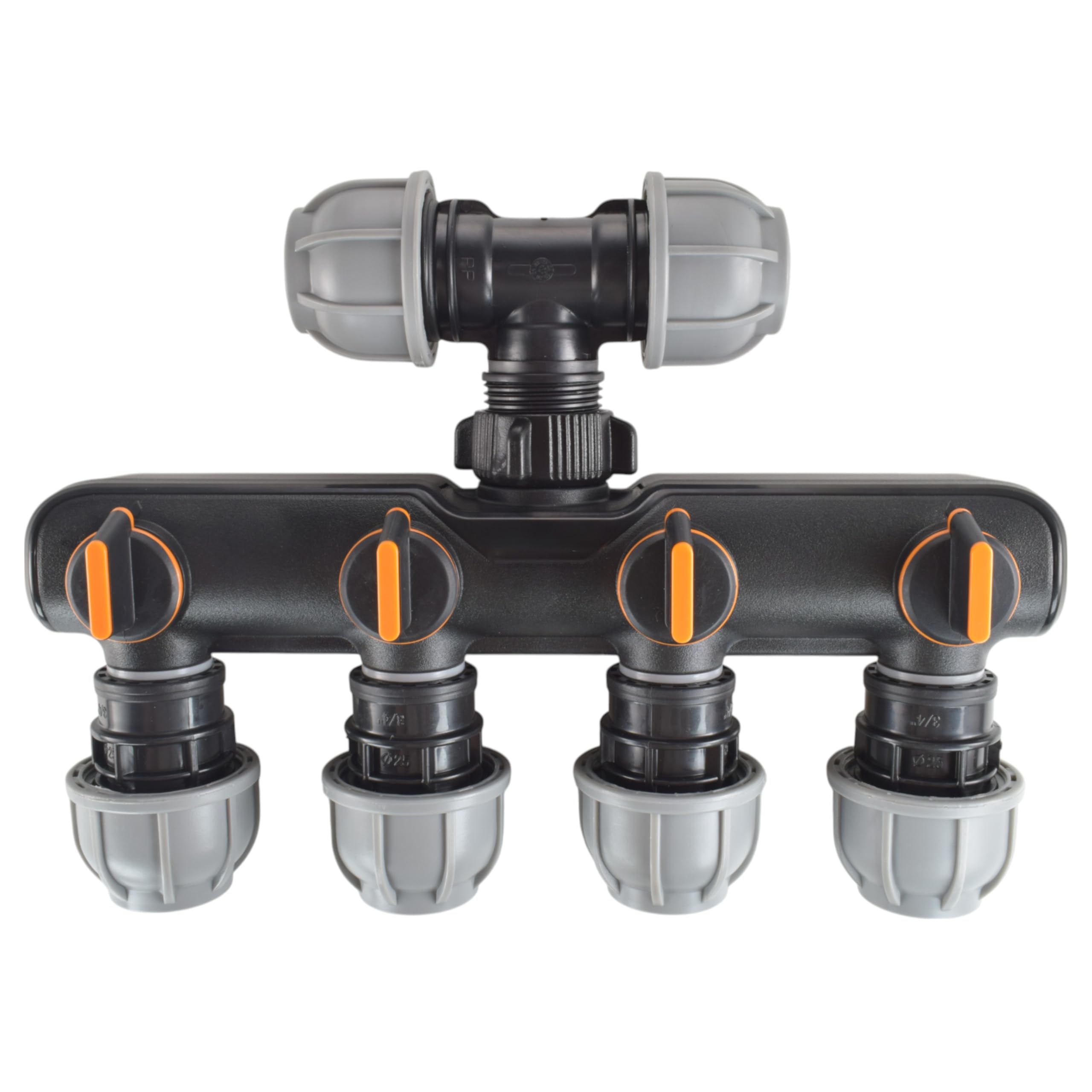Mdpe CompessionWater Supply Pipe Manifolds Splitters for 25mm Or 32mm Mdpe Pipe,Ideal for Irrigation,2 Way or 4 Way (25mm-4way-tee)