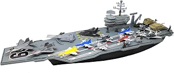 27 Inch Aircraft Carrier with Fighter Jets Vehicles and Mini Soldiers and Bonus 9 Fighter Jets