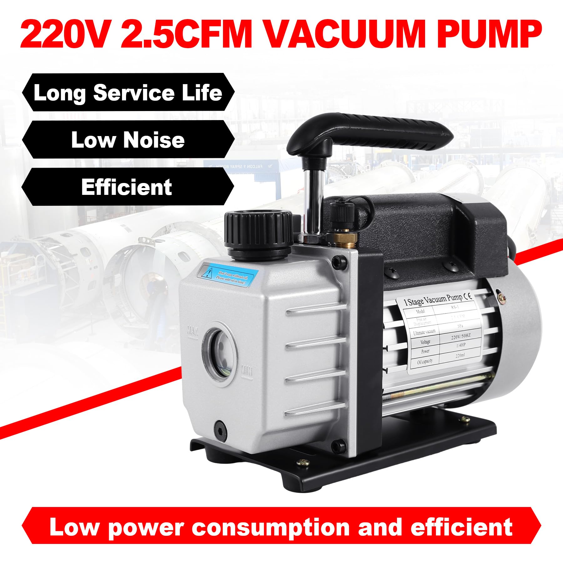 Vakuumpumpe 2,5 CFM Aluminium, 1/4HP 0,05 mbar Klimaanlage Unterdruckpumpe