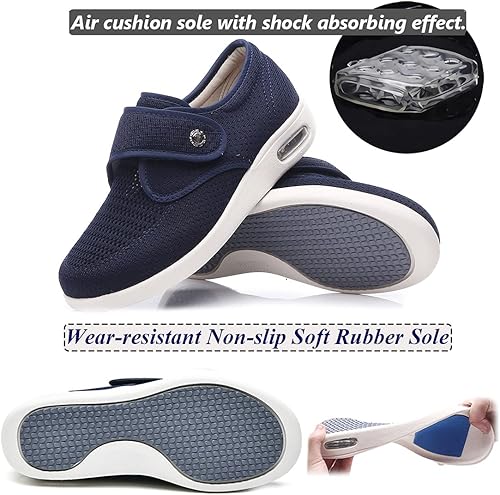 Miniatura 3 de W&LESVAGO Zapatos para diabéticos de ancho ancho para mujer, transpirables, antideslizantes, ligeros, ajustables, fáciles de poner y quitar