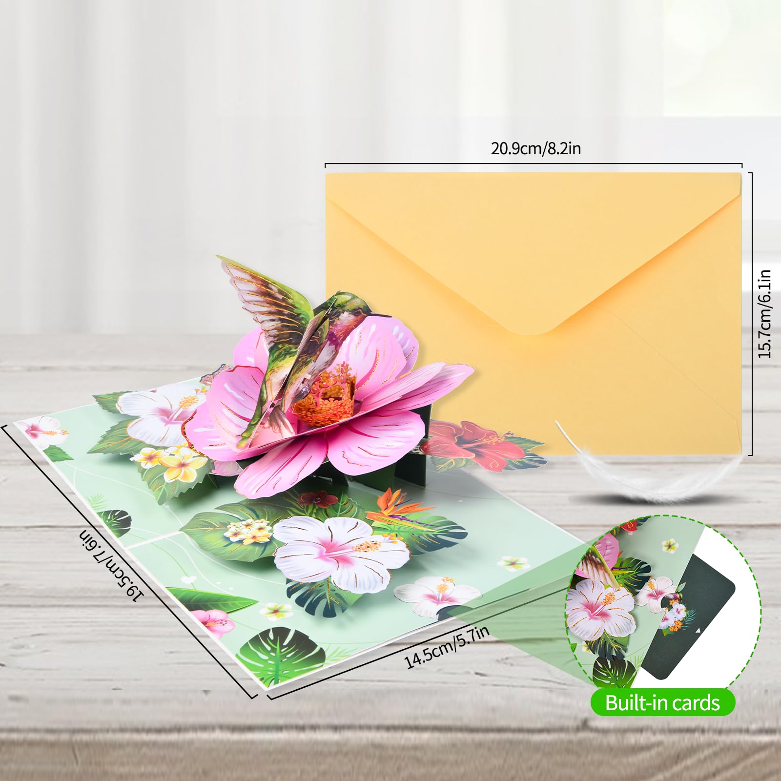 Joyvine Kolibry i kwiaty, kartki z życzeniami 3D, dla rodziny, przyjaciół, urodzin, rocznicy, podziękowań, dla matek, żon, córek, sióstr i babć