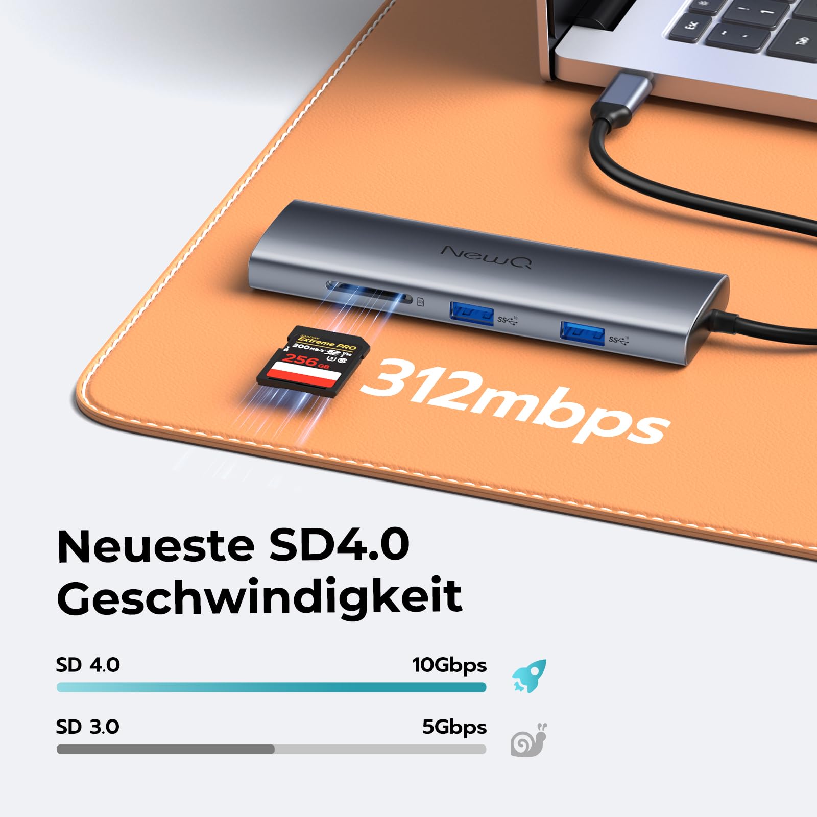 USB C Video Hub mit Dual/Triple Monitor Support, 4K@30-60Hz HDMI, 100W PD, 6X USB 10 Gbit/s, SD4.0, Typ-C Dockingstation für Windows/Chrome OS, mit USBC-Videokabel