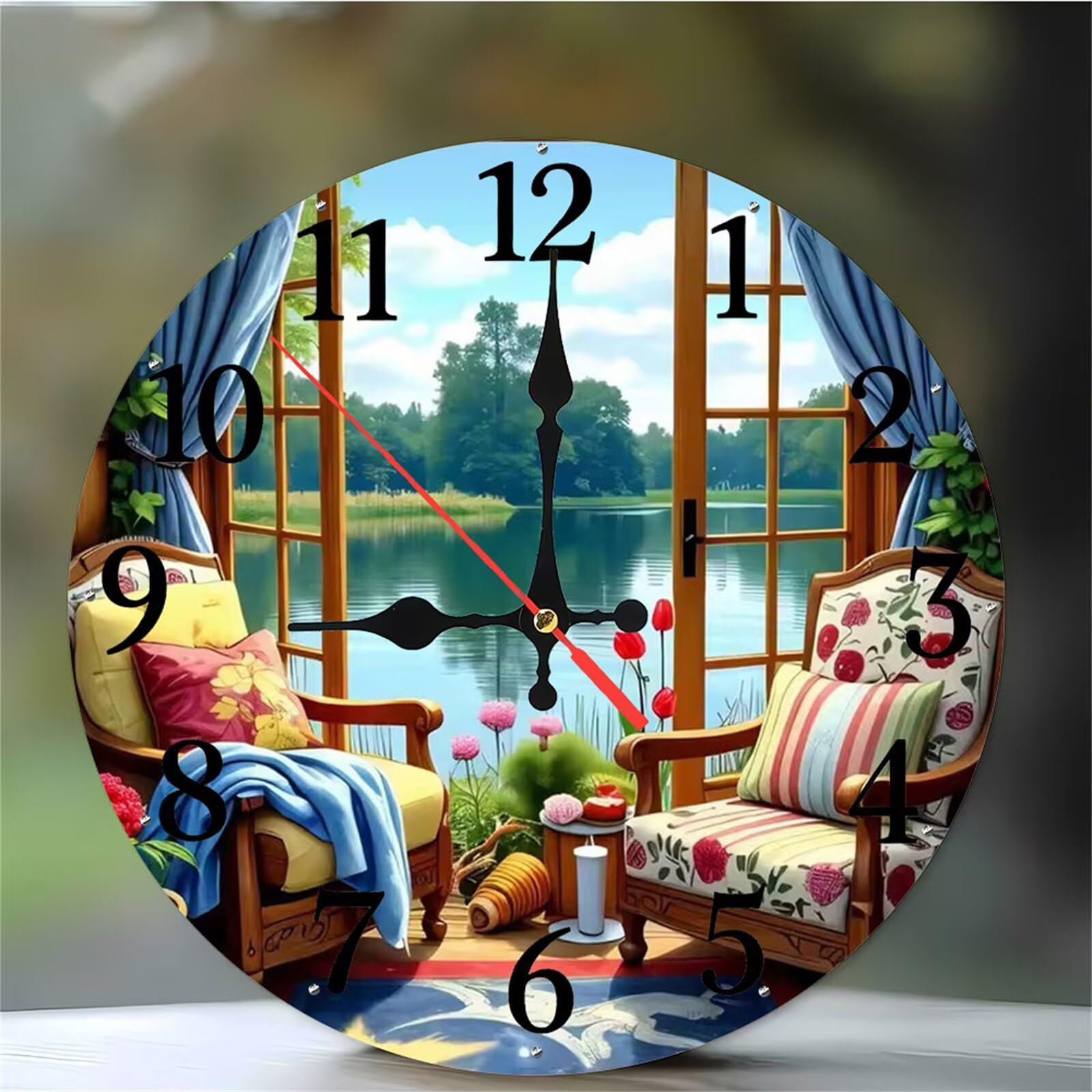 Horloge murale silencieuse de 30cm avec grands chiffres arabes pour une lecture facile sans bruit
