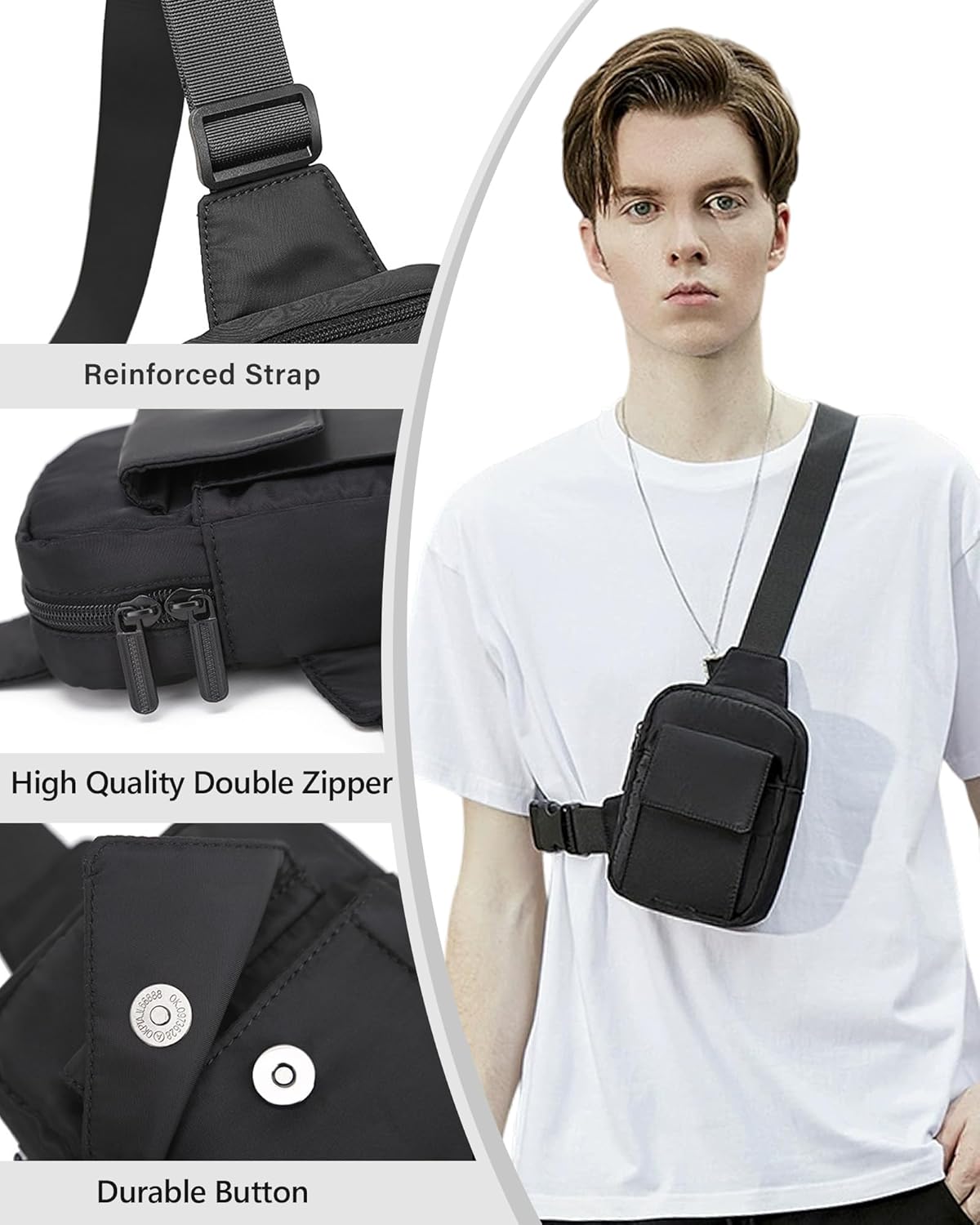 Peicees Mini Sling Bag with Flip Pocket Small Crossbody Bags for Women Men - Image 5