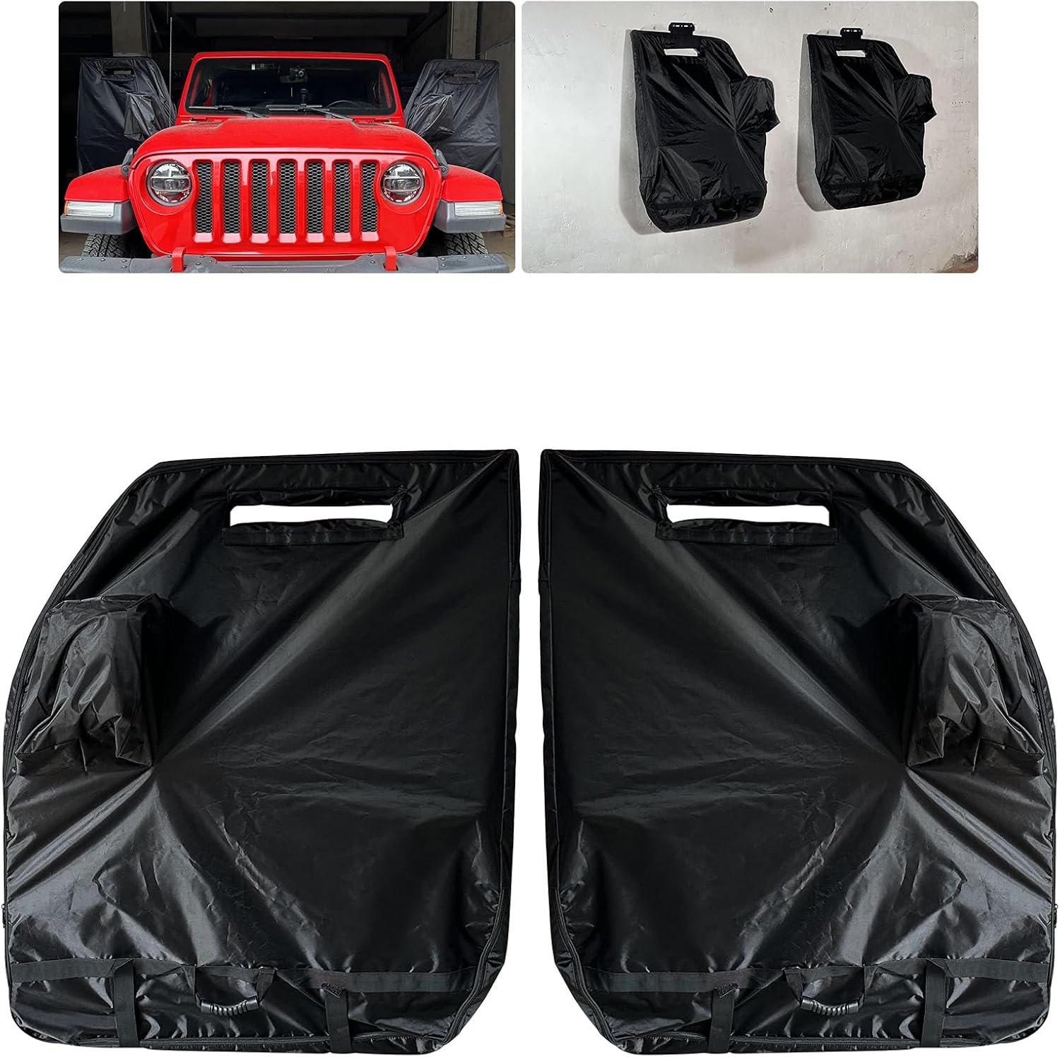 SUNPIE Door Storage Bags Hanger Design Car Door Storage Cover Compatible with 1976-2024 Wrangler JK JL JKU JLU YJ TJ Gladiator Door Cover (2 Doors)