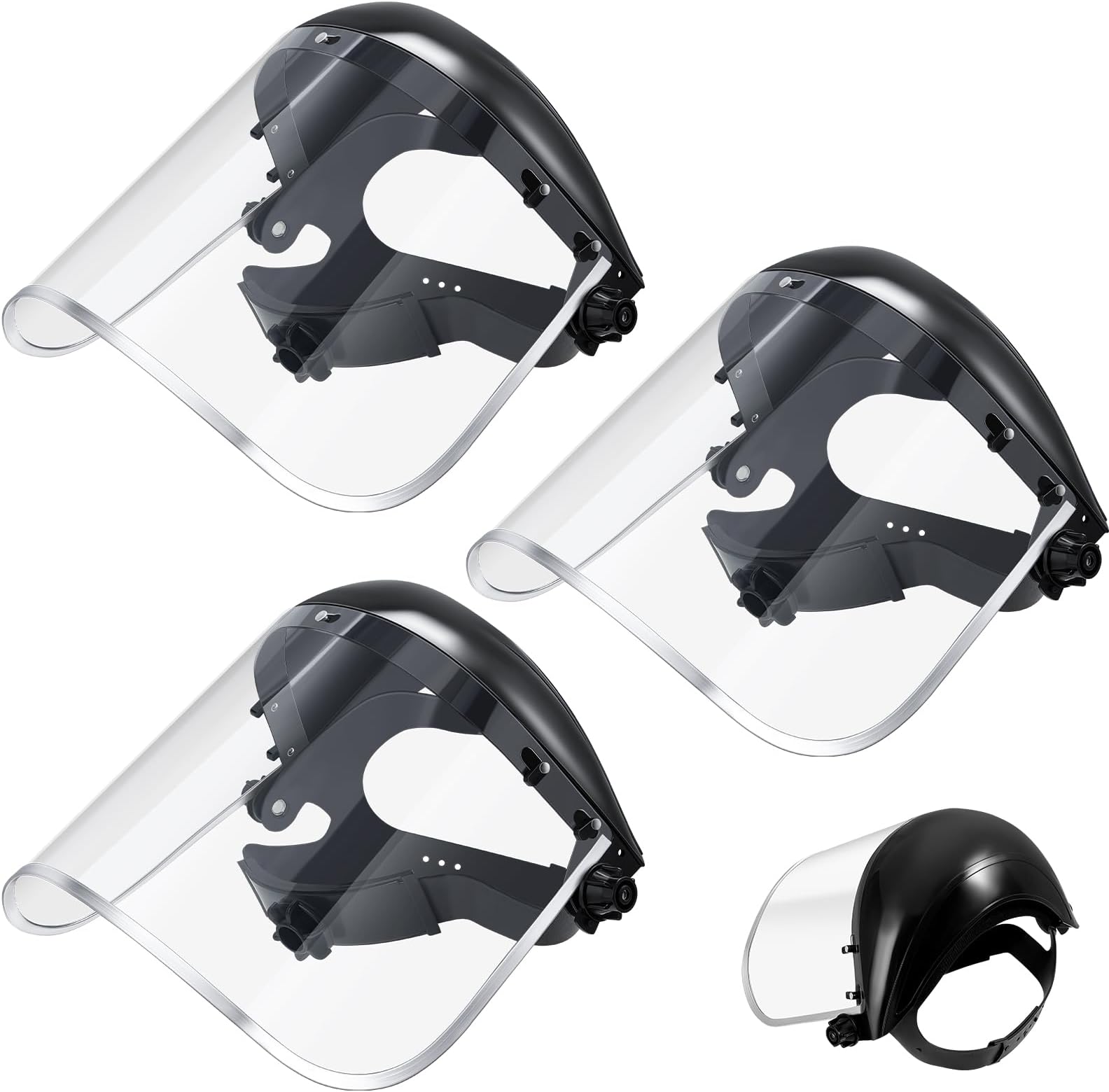 3 Pack Safety Face Mask Shield for Grinding Clear Full Face Impact Resistant Safety PET Full Impact Resistant Mask Shield for Work Construction Cutting (0.03 Inch,Black)
