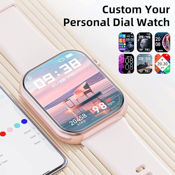2023 Smartwatch for Men and Women, 1.85 Inch Screen Smartwatch with Bluetooth Calling and Hands-Free Answer, Smart Watch with Pedometer, Heart Rate Monitor, Fitness Watch for Android iOS