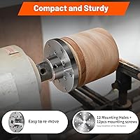 Vista 45 de Placa frontal de torno de madera de acero de 2 pulgadas, placa frontal para torno de madera, placa frontal de torno apta para husillo de 1 pulgada x