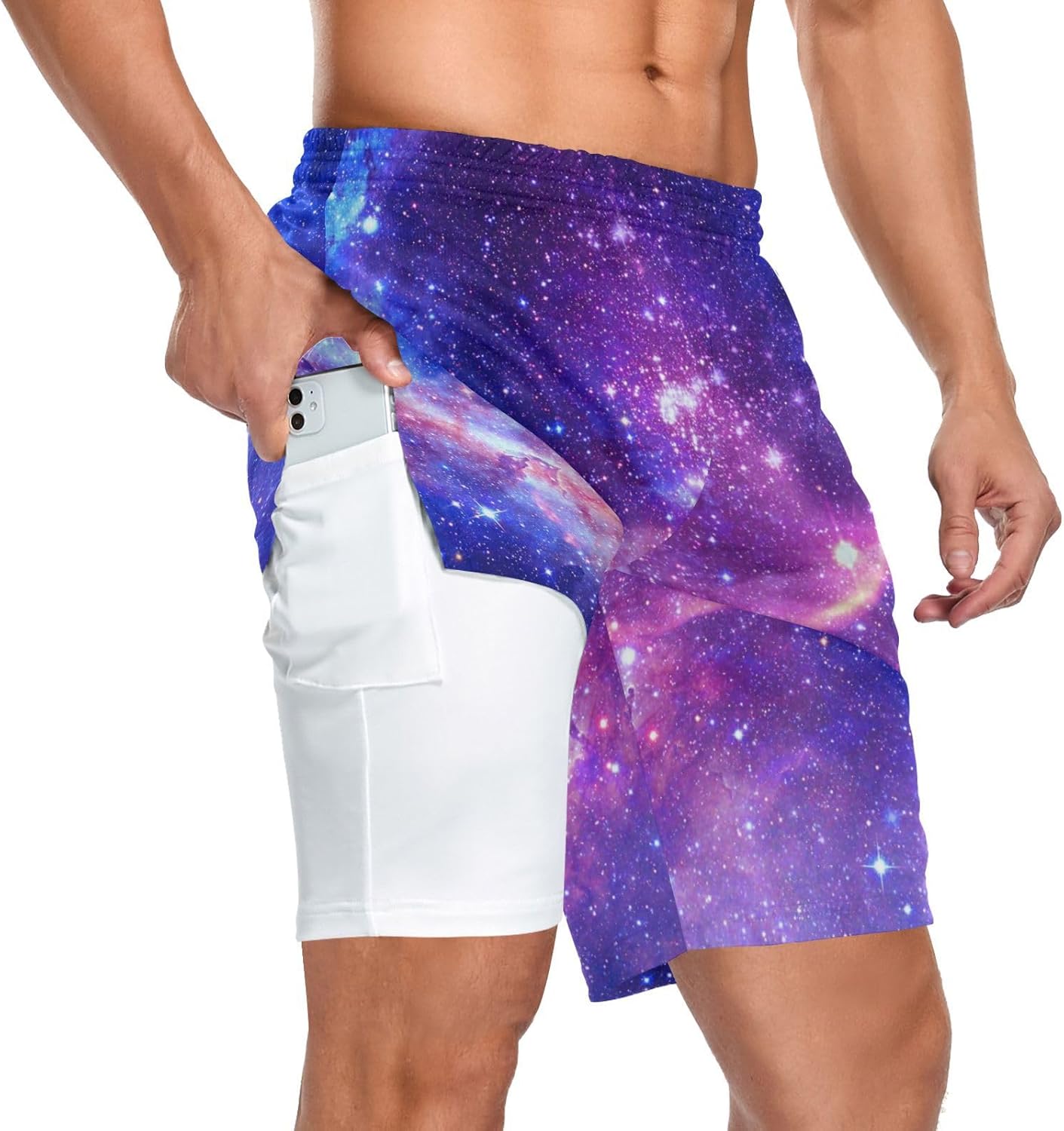 Men's 2 in 1 Athletic Running Shorts Lightweight Workout Gym Training 7" Shorts with Liner and Pockets