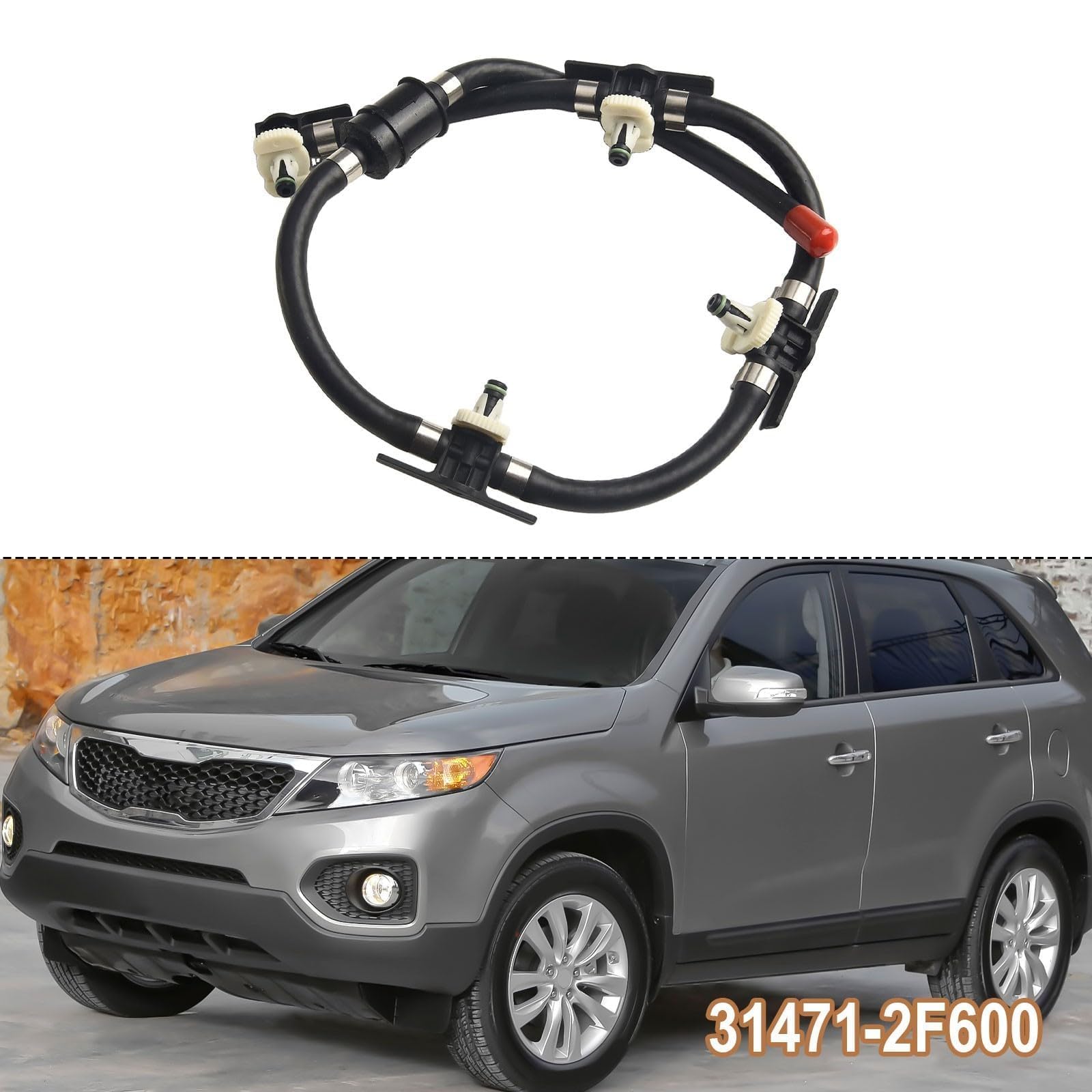 Kraftstoffrücklaufschlauch für Kia Sorento 2009–2018 Diesel 2.2 Motor, kompatibel mit OEM 31471-2F001 31471-2F600, direkte Passform, Ersatz-Kraftstoffüberlaufleitung