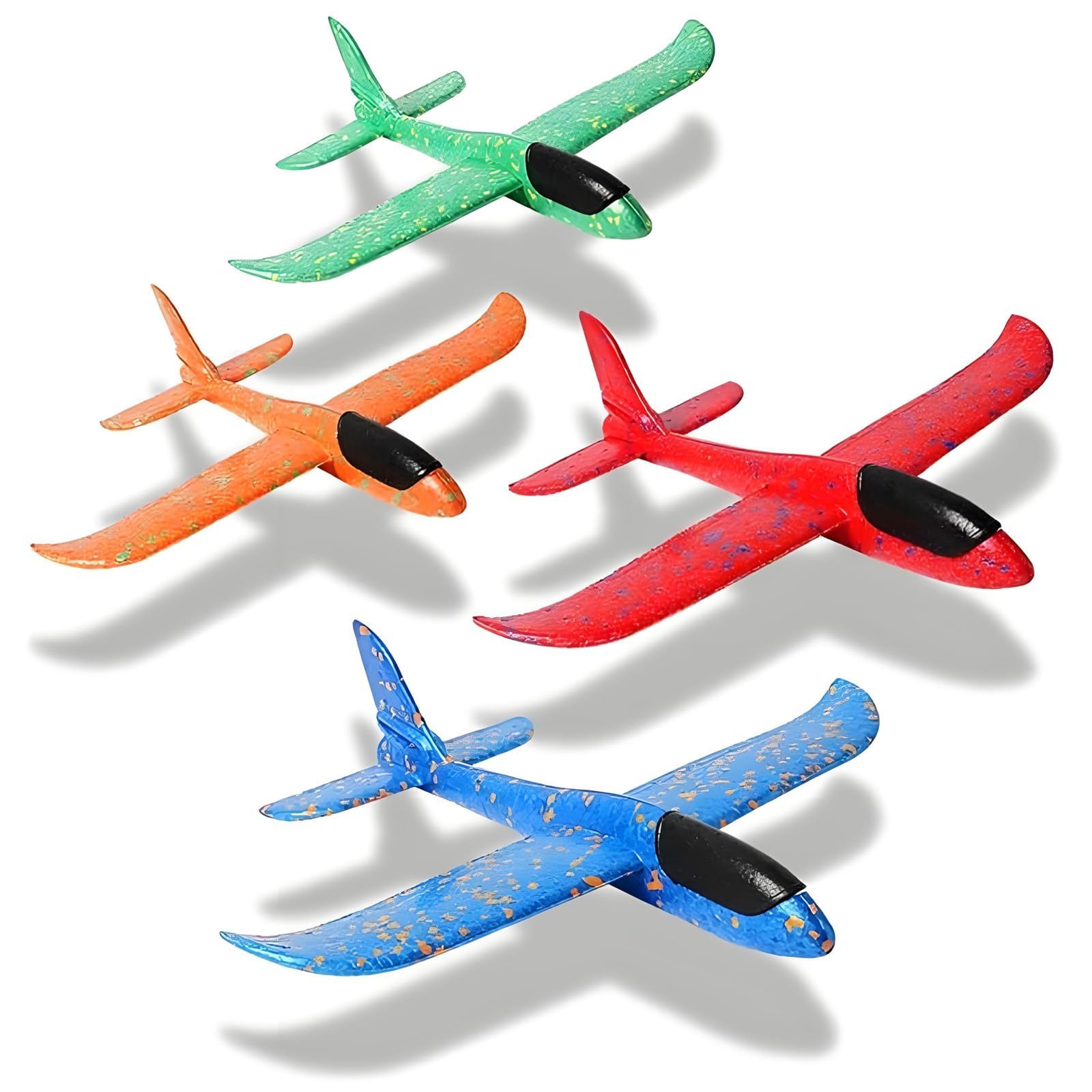 ZPSCXQ Foam Glider, 4 Pack Assorted Colors, Foam Glider Planes for Kids, Outdoor Flying Toys, Lightweight EPP Material, Aeroplane Toys for Ages 3-12