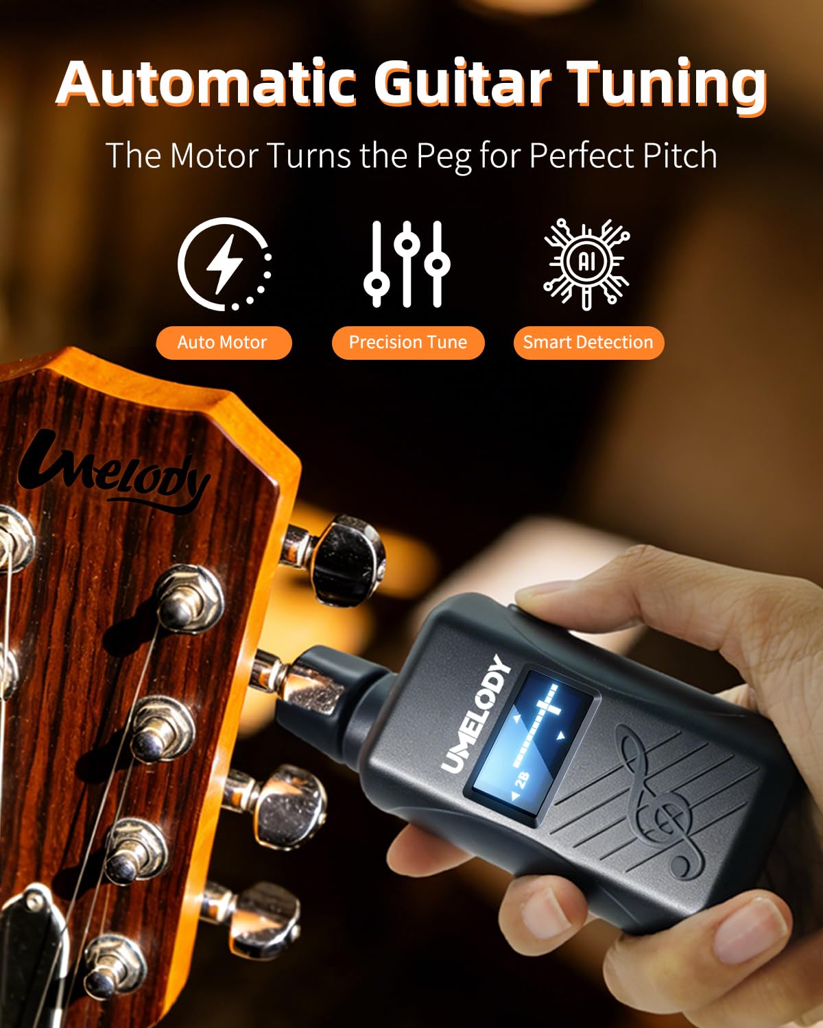 Afinador automático de guitarra 3 en 1 con metrónomo y bobinador de cuerdas, herramienta digital inteligente de afinación cromática para guitarra acústica y eléctrica, afinador de ukelele para