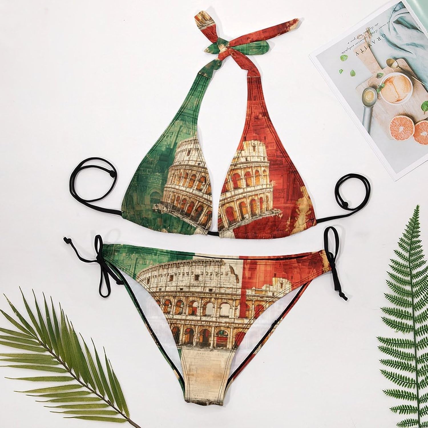 Italian Italy Flag Novelty Women's 2 Piece String Bikini Set Swimsuits Bathing Suit Swimwear