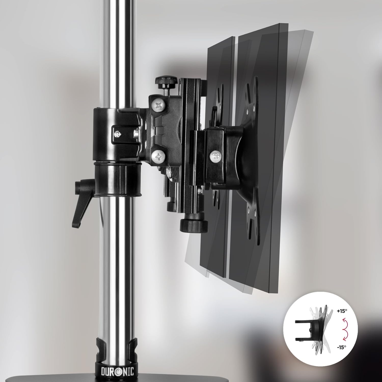 Duronic Monitor Arm Stand DM752 | Dual Freestanding PC Desk Mount | Black | Height Adjustable | for Two 15-24 inch LED LCD Screens | VESA 75/100 | 17.6lbs Capacity | Tilt -15°/+15° Rotate 360°