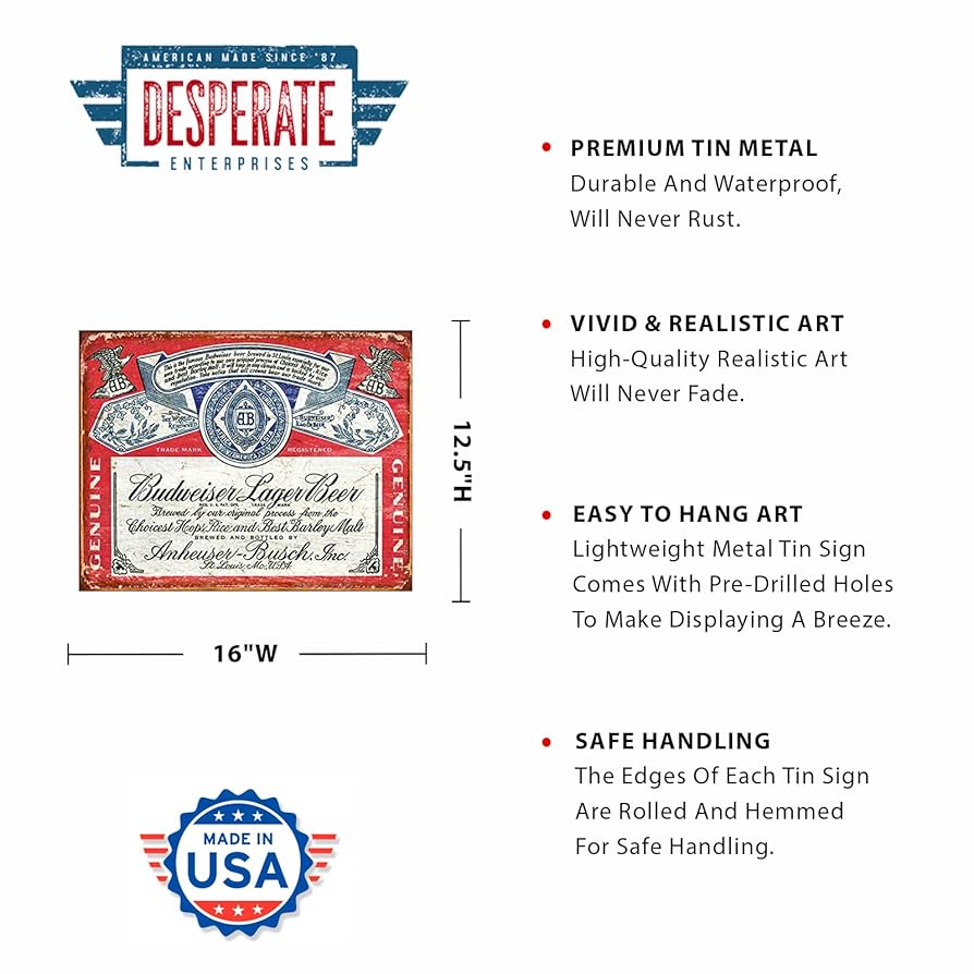 Amazon.com: Desperate Enterprises Budweiser Historic Label