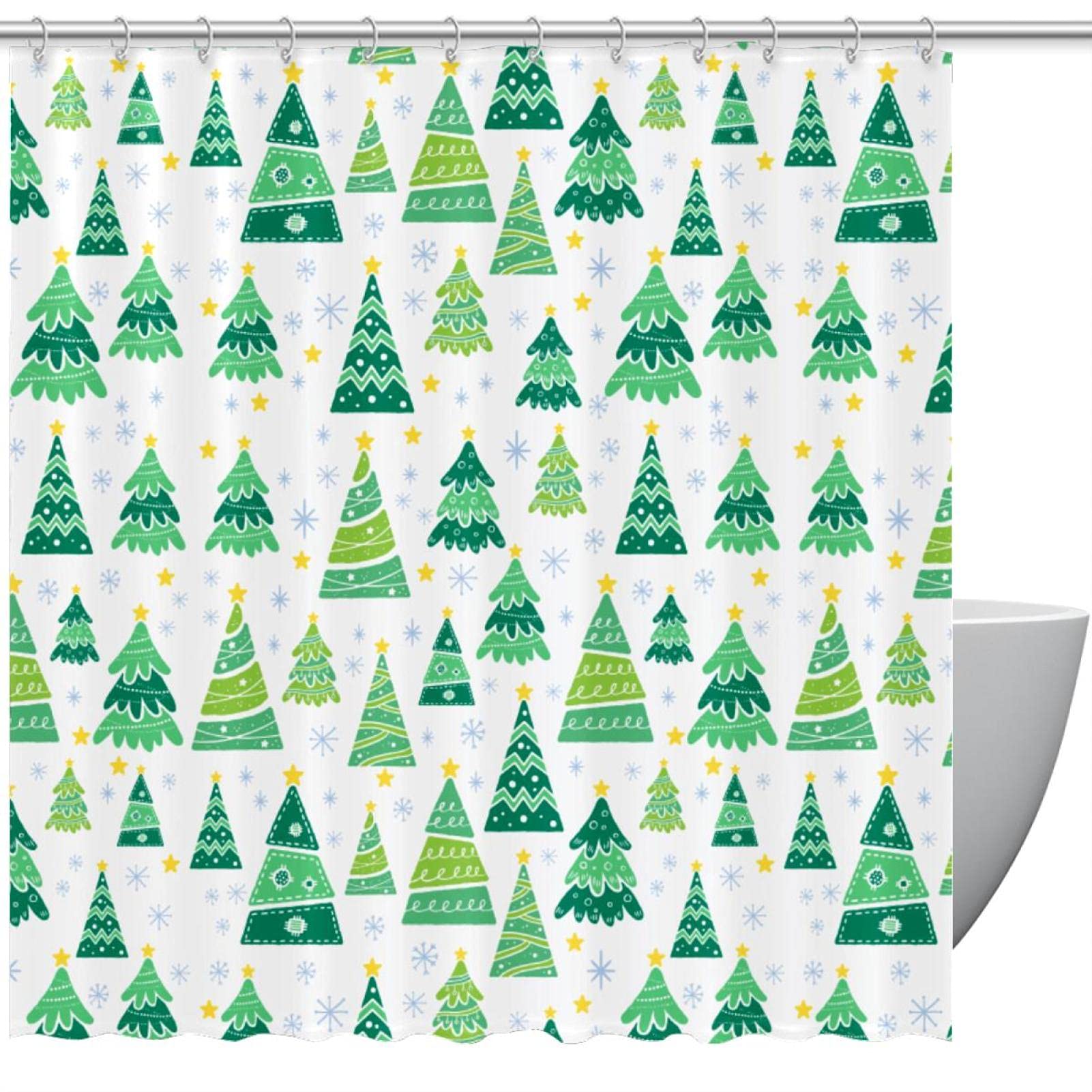 Rideau de douche arbre de Noël 183x183 cm en tissu imperméable pour salle de bain