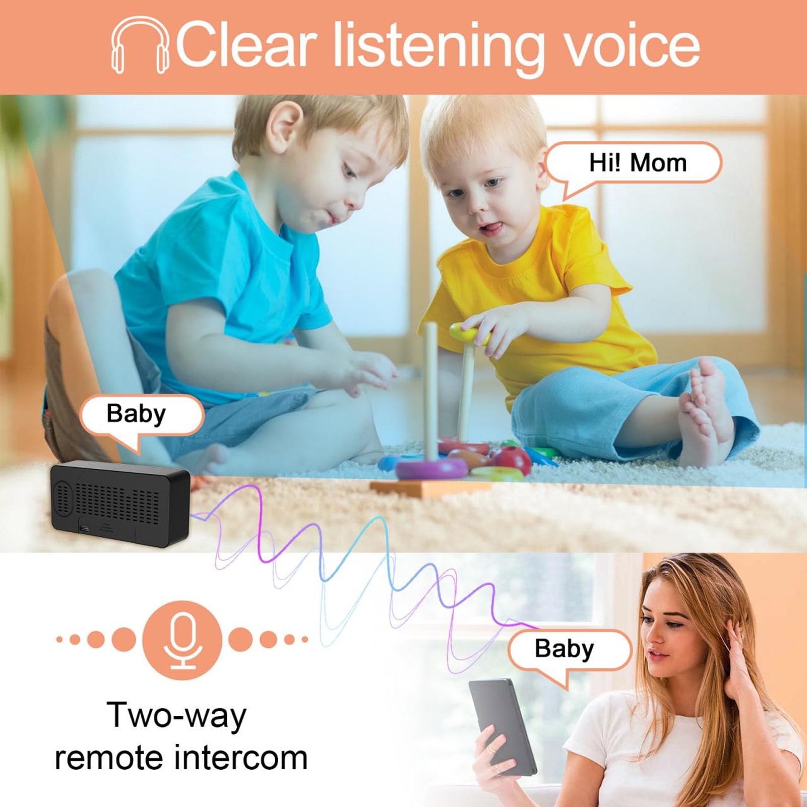 Jectse Caméra de sécurité Intérieure, Caméras de Nounou D'interphone Vocal Bidirectionnel, Caméras WiFi pour Animaux de Compagnie à Vision Nocturne 1080P avec Détection de Mouvement,