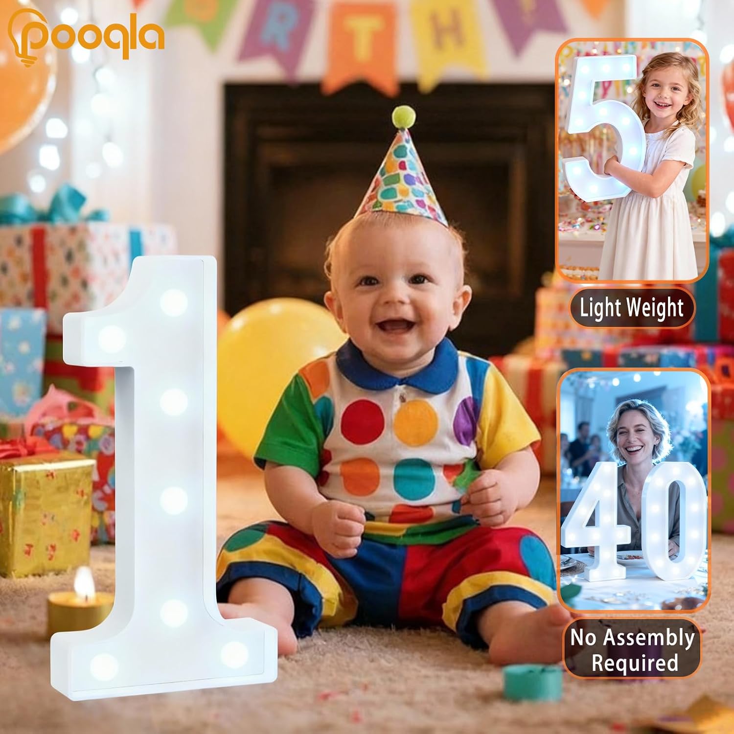 Pooqla 50th Birthday Decorations for Women Men, Large 12.6 in Tall Light Up Numbers for Party Table Decor, Big Marquee Numbers 50th Birthday Gift for Women Men Wedding Anniversary Decor, Cool White
