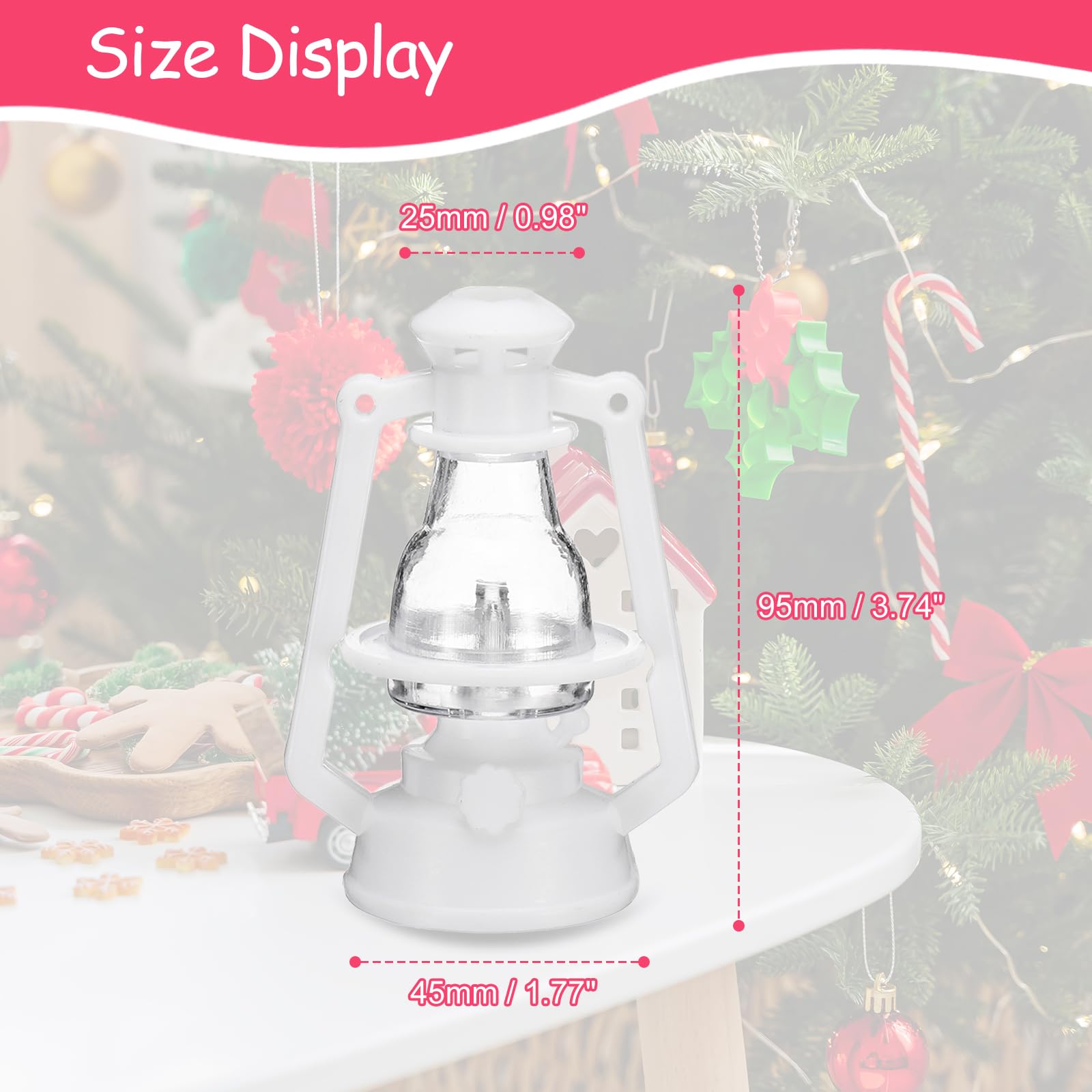 CoCud Dollhouse Miniature Lantern, 3.74" Height, Plastic Mini Vintage Hanging Kerosene Lamp White - Image 2