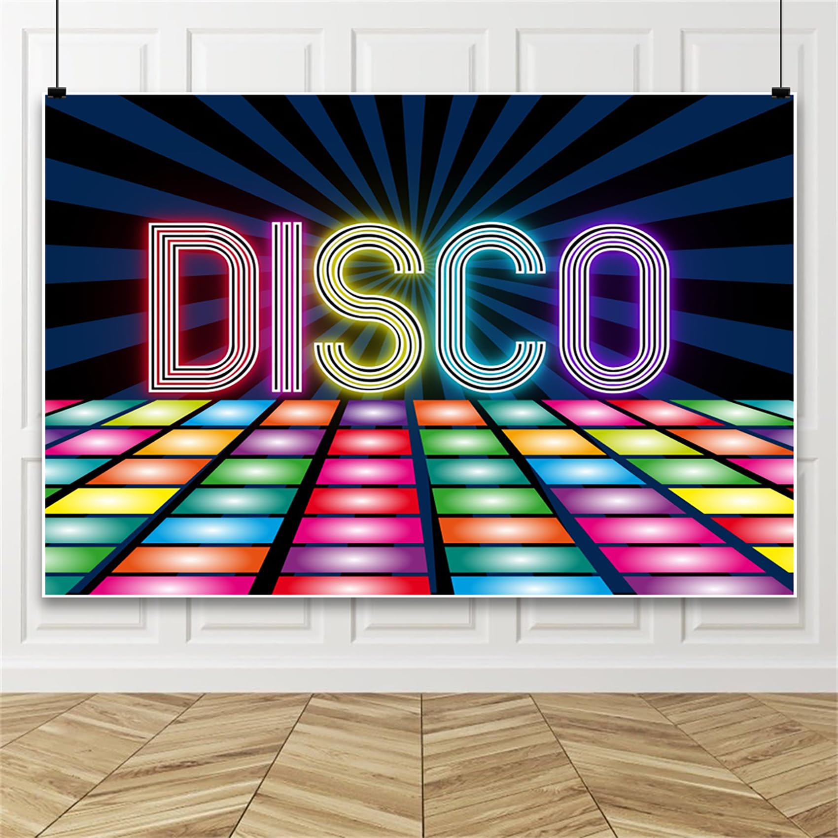 3,7 x 3 m dyskoteka impreza tło winylowe klub nocny neonowe światło muzyka taniec fotografia tło 'Let's Glow Crazy 80s 90' dorośli dyskoteka baner baner fotobudka rekwizyty