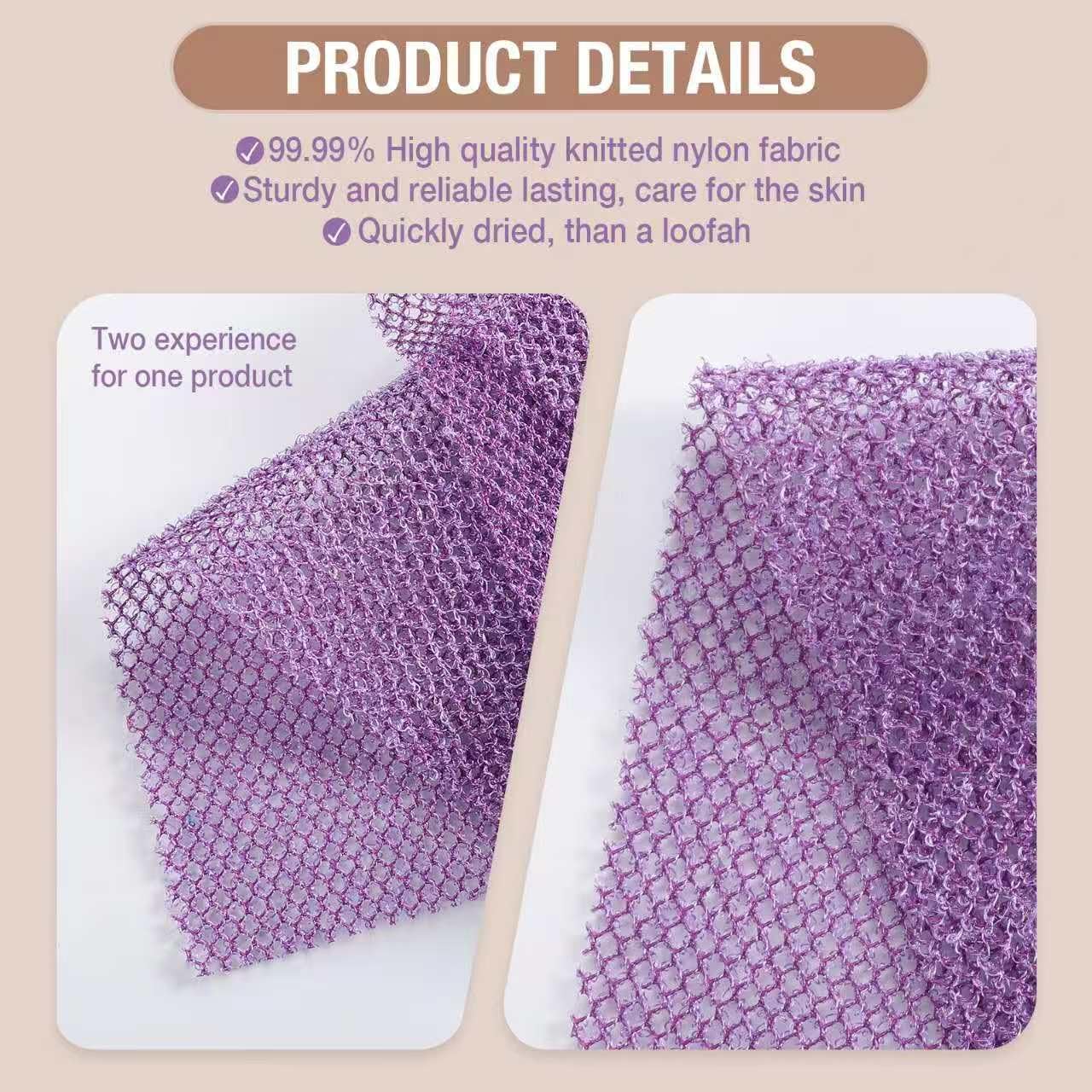 African Net Sponge Extra Long 3 Pieces, Loofah Back Scrubber for Shower, Exfoliating Washcloth & Body Scrubber, 39.37" L x 12.99" W Bath Sponge (Blue, Pink, Purple)