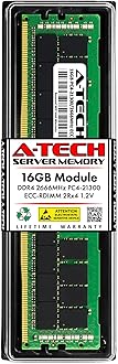 A-Tech 16GB DDR4 2666MHz PC4-21300 ECC RDIMM 2Rx4 Dual Rank 1.2V ECC Registered DIMM 288-Pin Server & Workstation RAM Memory Upgrade Module (A-Tech Enterprise Series)