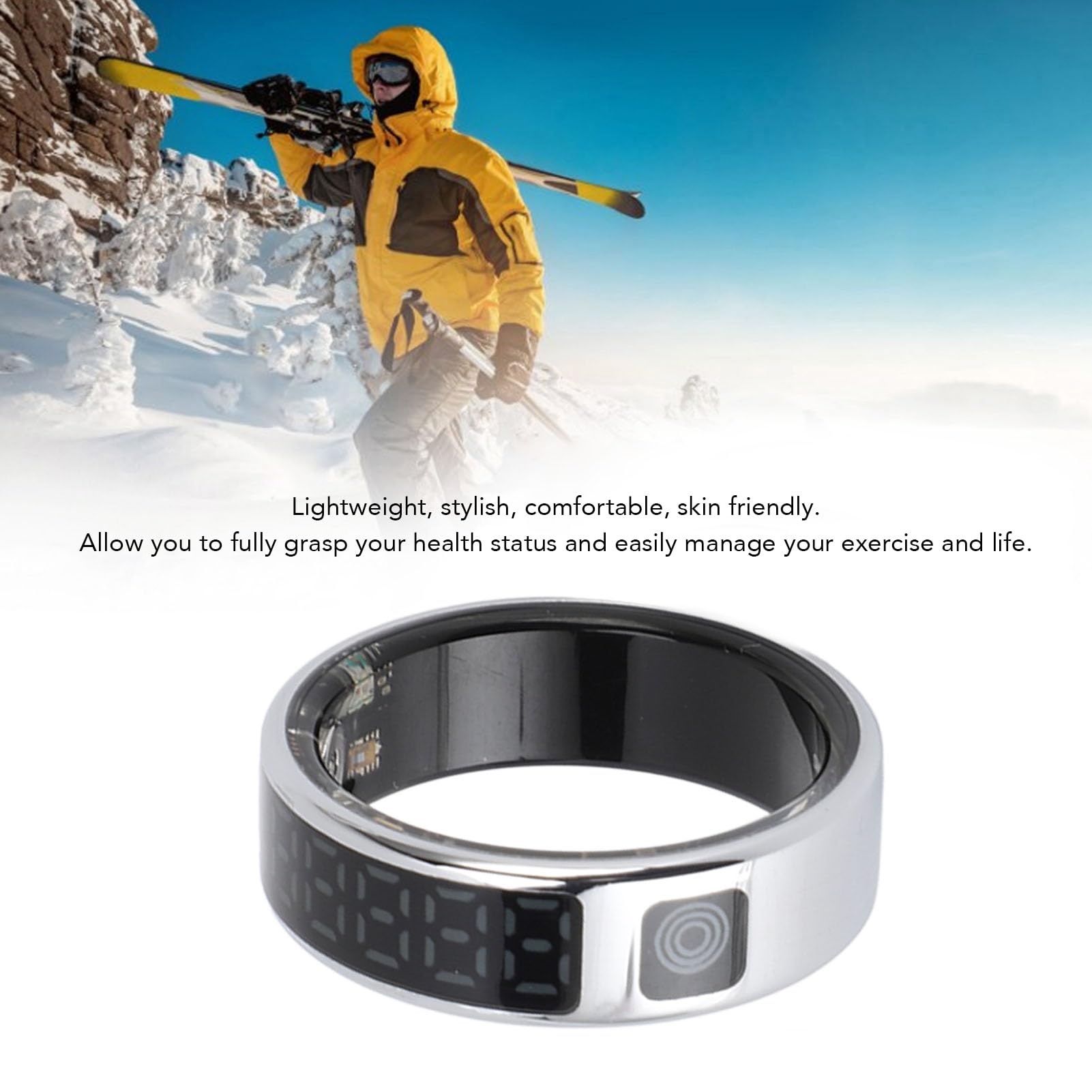 Sxhlseller Anneau Intelligent avec Affichage LED, Suivi du Fitness Smart Ring, Anneau de Mode de L'épreuve de l'eau IP68 avec Contrôle des Gestes, Durée de l'exercice et Comptage des Pas de (#13)