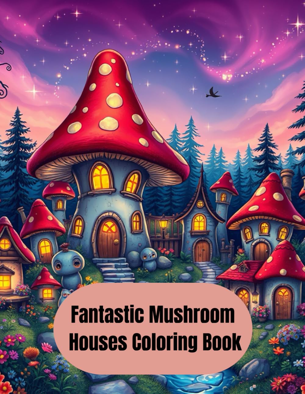 Fantastic Mushroom Houses Coloring Book: Relaxing Whimsical Fairy Tale Homes for Kids and Adults – Magical Fantasy Coloring Fun