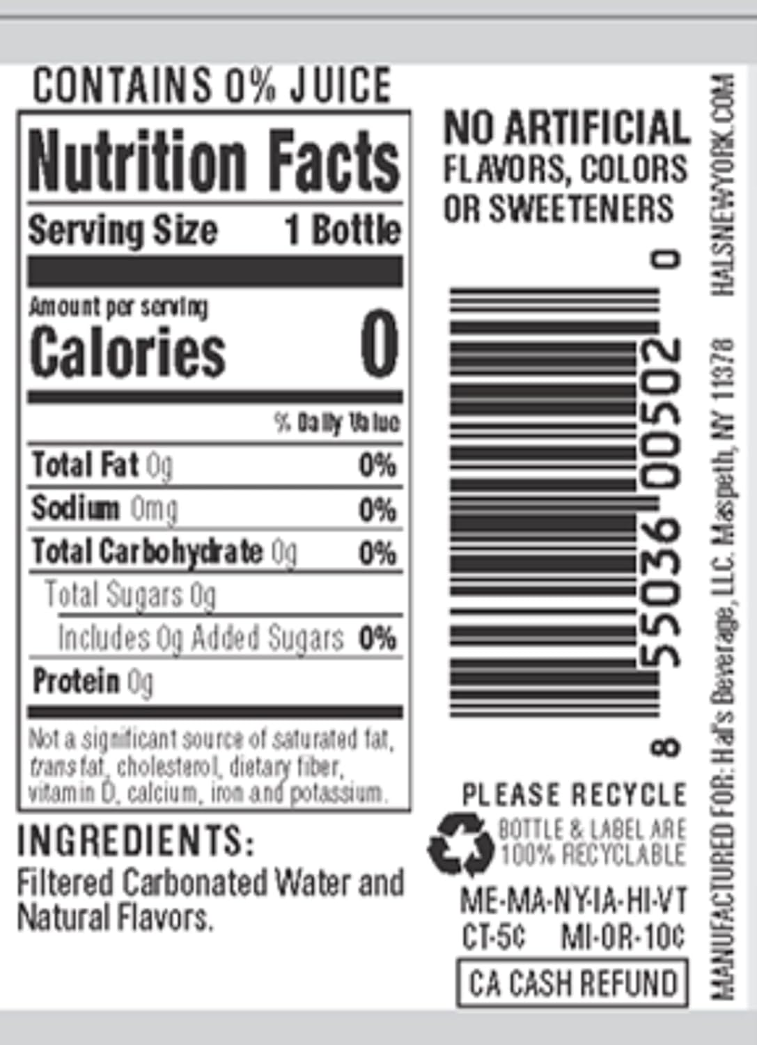 Hal's New York Seltzer Carbonated Lime Flavored Sparkling Water, Zero Sugar, Zero Calorie, Zero Carbs, 20 Fl Oz (Pack of 24)