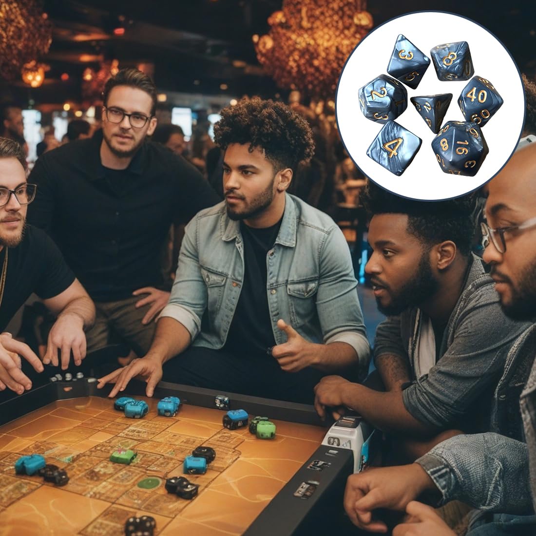 Juego de Dados Poliédricos para Varios Juegos, 7 Piezas, Dados de Rol con 20 Caras, Dados de Colores con Bolsas para